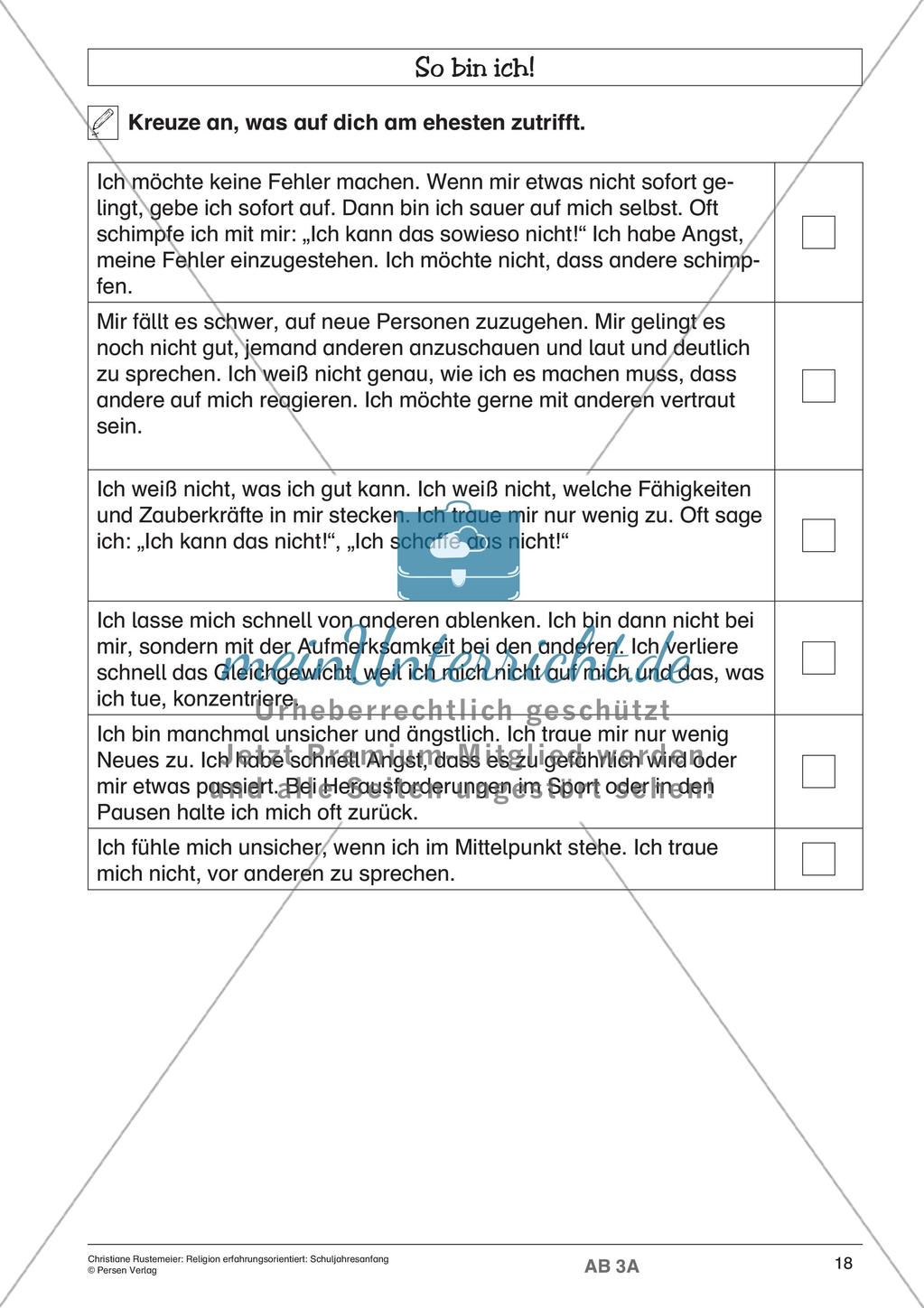 Religion erfahrungsorientiert: Schuljahresanfang Preview 20