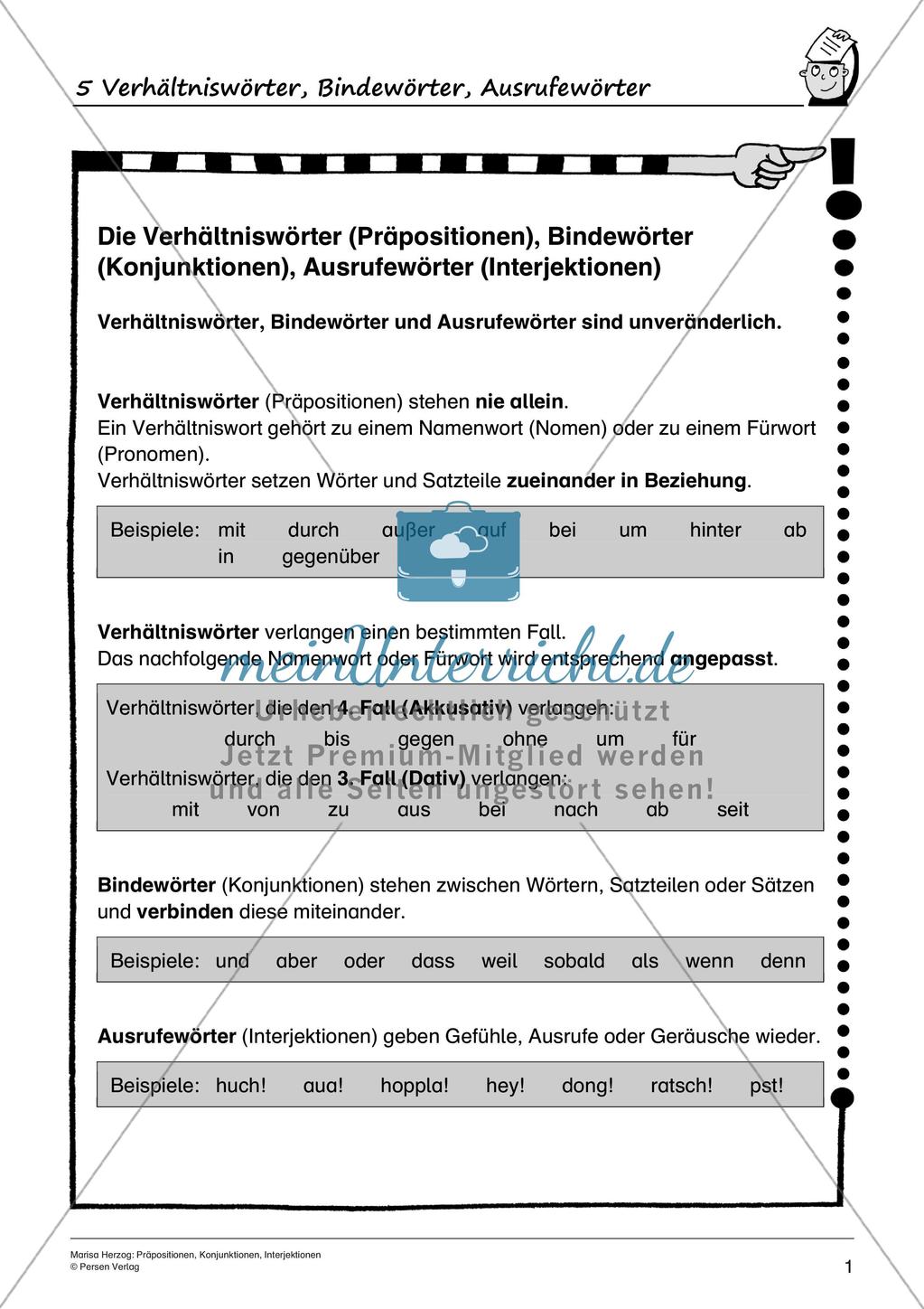 Präpositionen, Konjunktionen, Interjektionen Preview 3