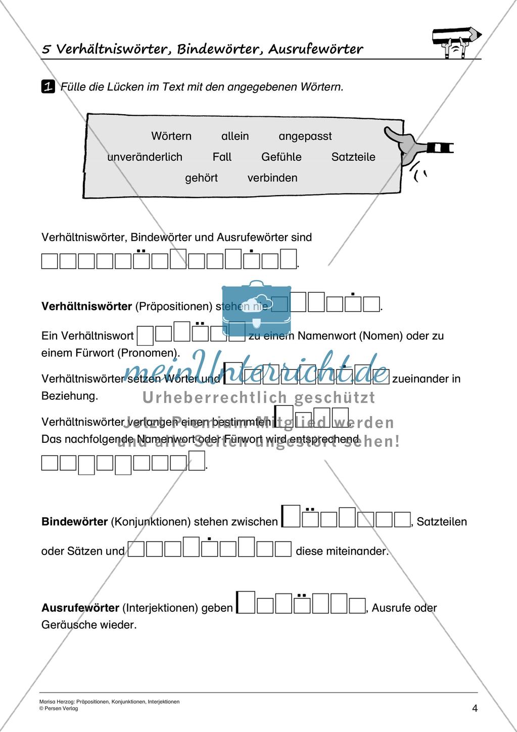 Präpositionen, Konjunktionen, Interjektionen Preview 6