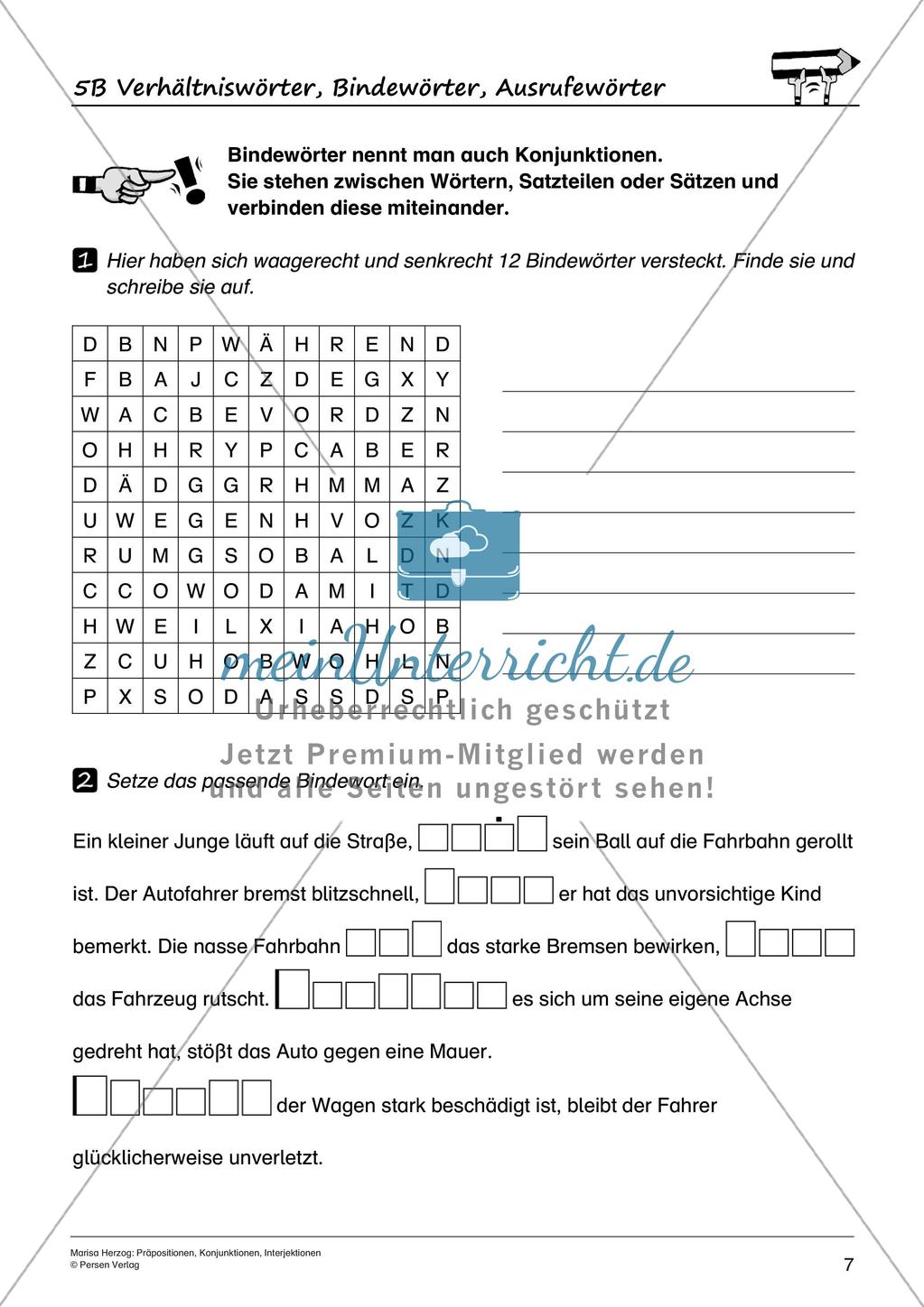 Präpositionen, Konjunktionen, Interjektionen Preview 9
