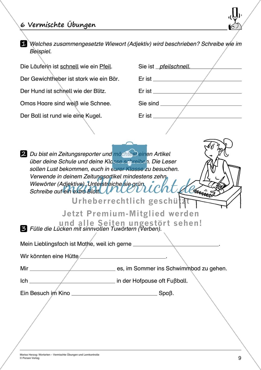 Wortarten: Vermischte Übungen und Lernkontrolle Preview 11