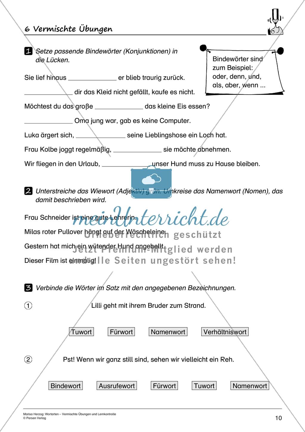 Wortarten: Vermischte Übungen und Lernkontrolle Preview 12