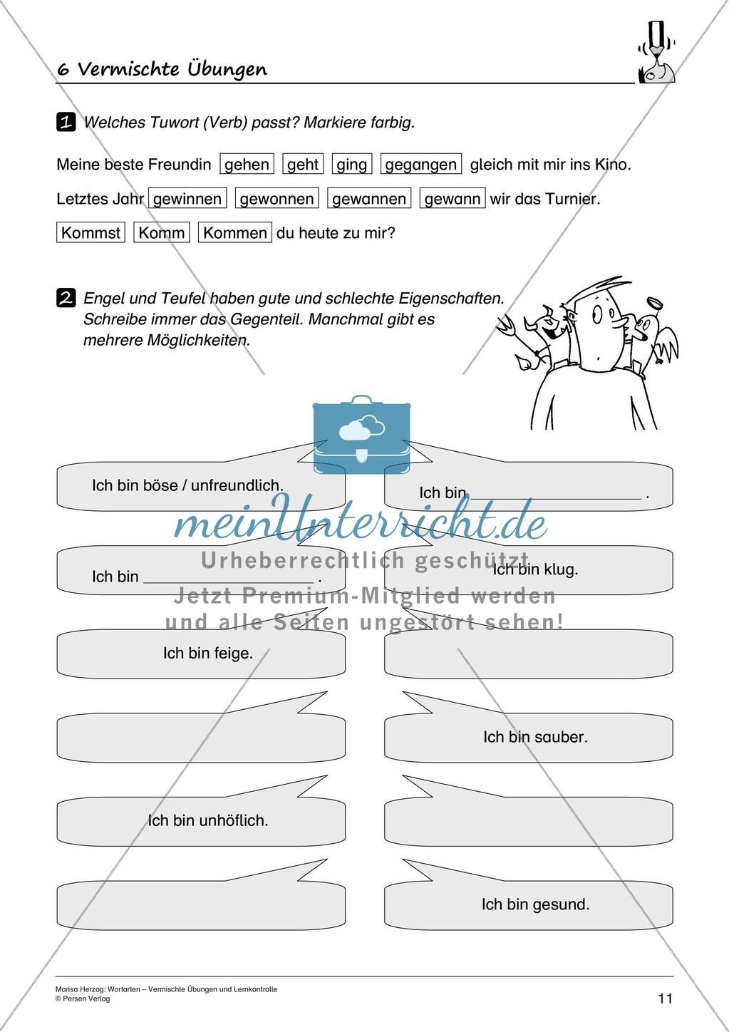 Wortarten: Vermischte Übungen und Lernkontrolle Preview 13
