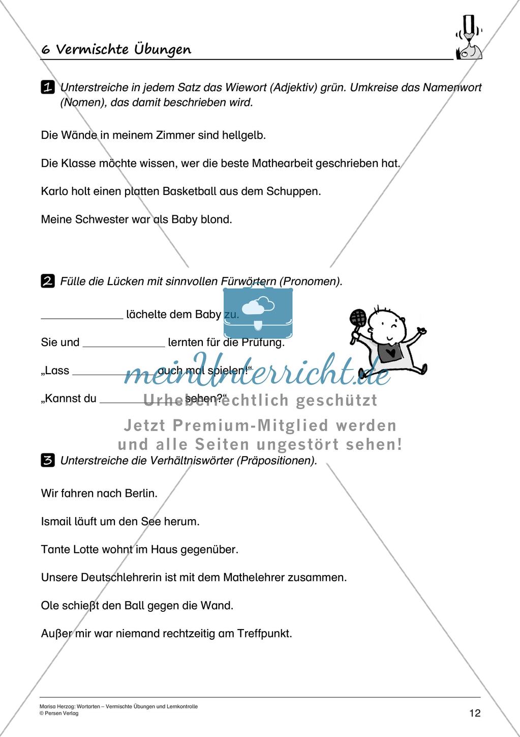 Wortarten: Vermischte Übungen und Lernkontrolle Preview 14