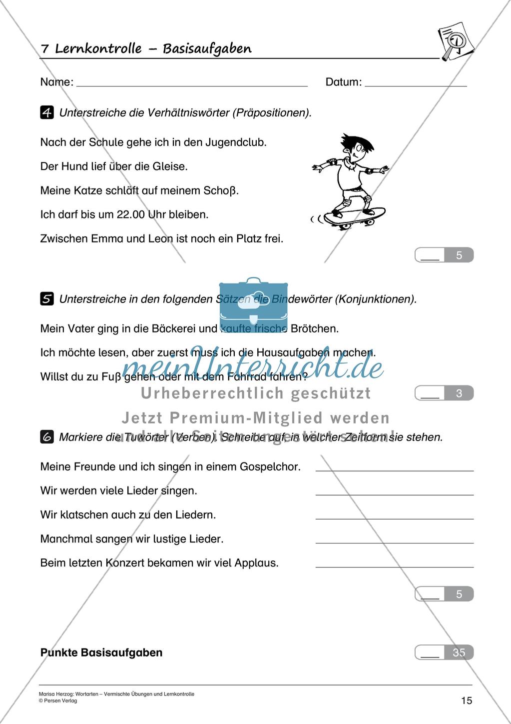 Wortarten: Vermischte Übungen und Lernkontrolle Preview 17