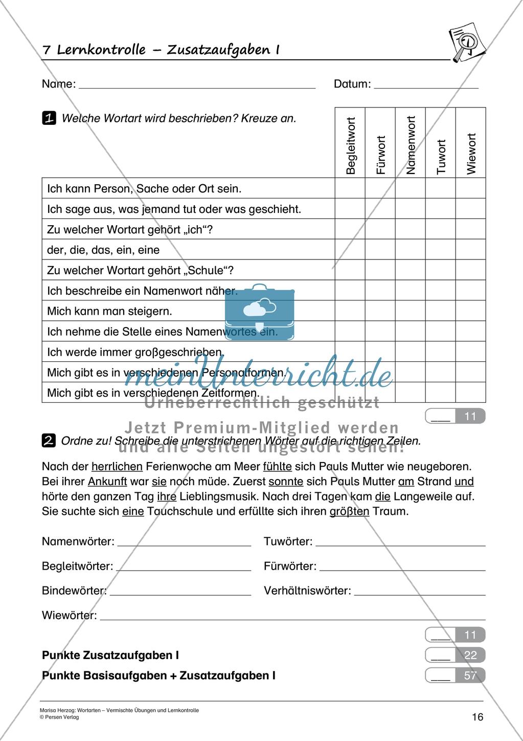 Wortarten: Vermischte Übungen und Lernkontrolle Preview 18