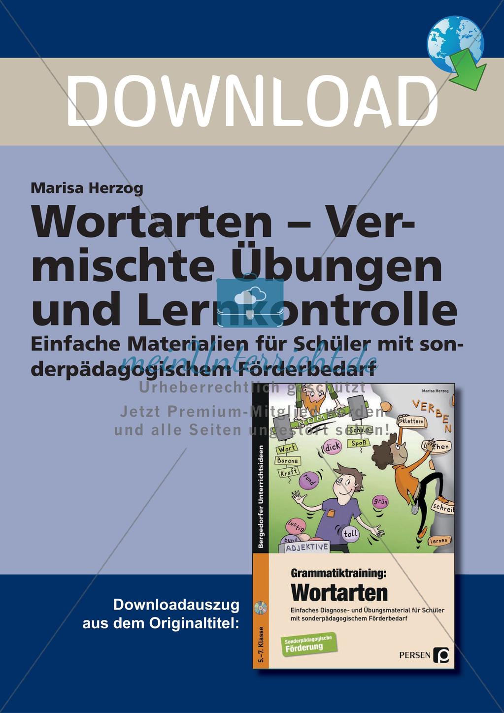 Wortarten: Vermischte Übungen und Lernkontrolle Preview 1