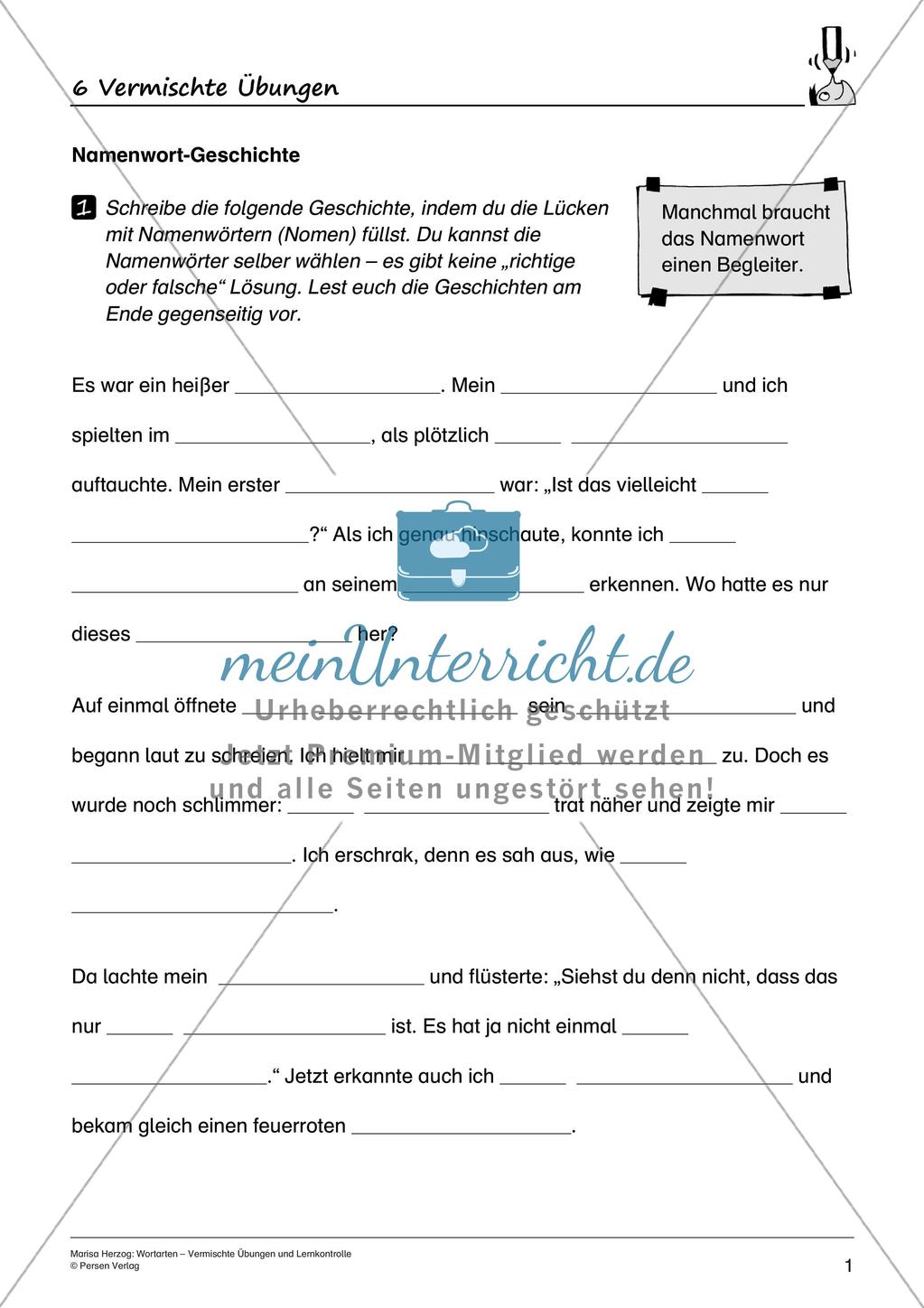 Wortarten: Vermischte Übungen und Lernkontrolle Preview 3