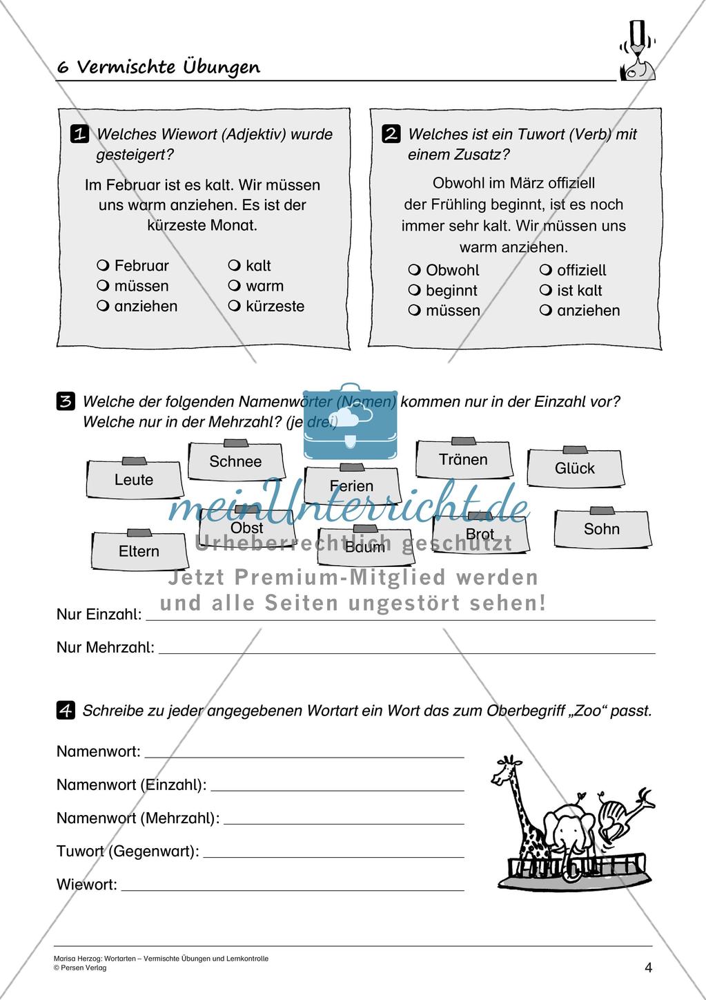 Wortarten: Vermischte Übungen und Lernkontrolle Preview 6