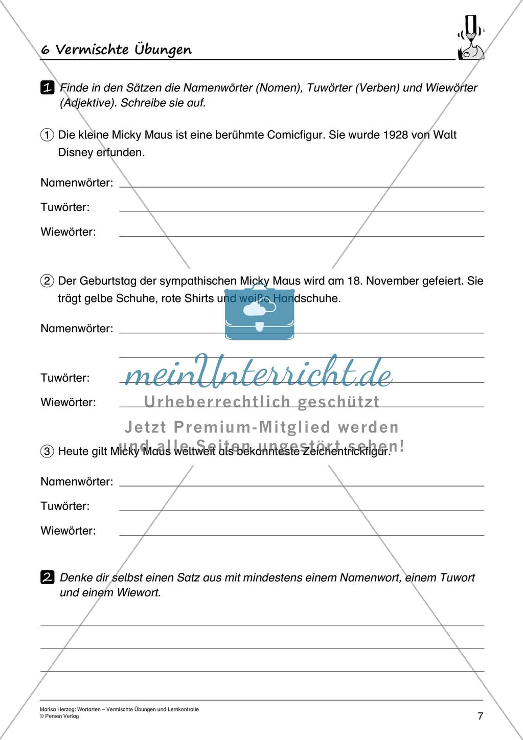 Wortarten: Vermischte Übungen und Lernkontrolle Preview 9