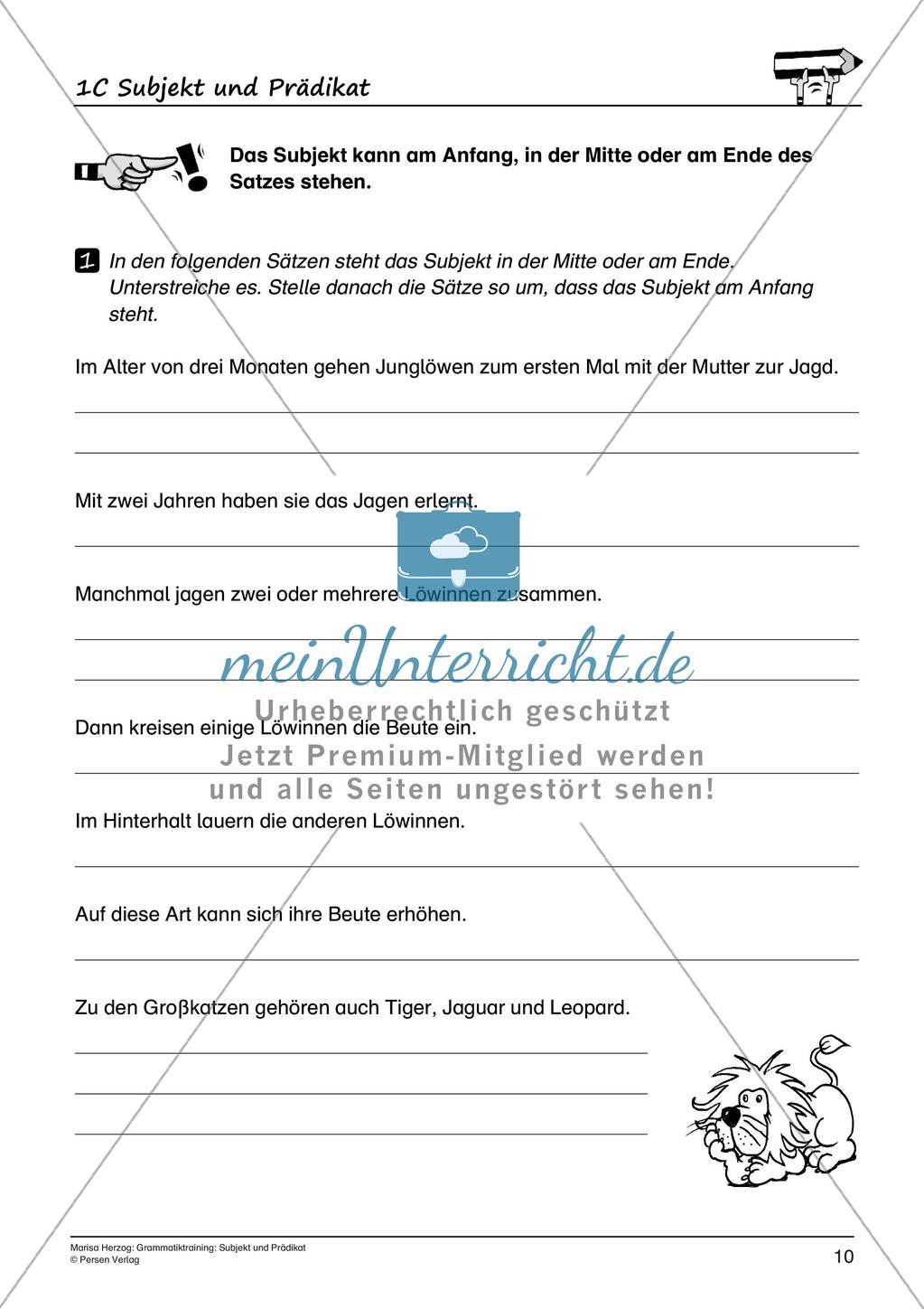 Grammatiktraining: Subjekt und Prädikat Preview 12