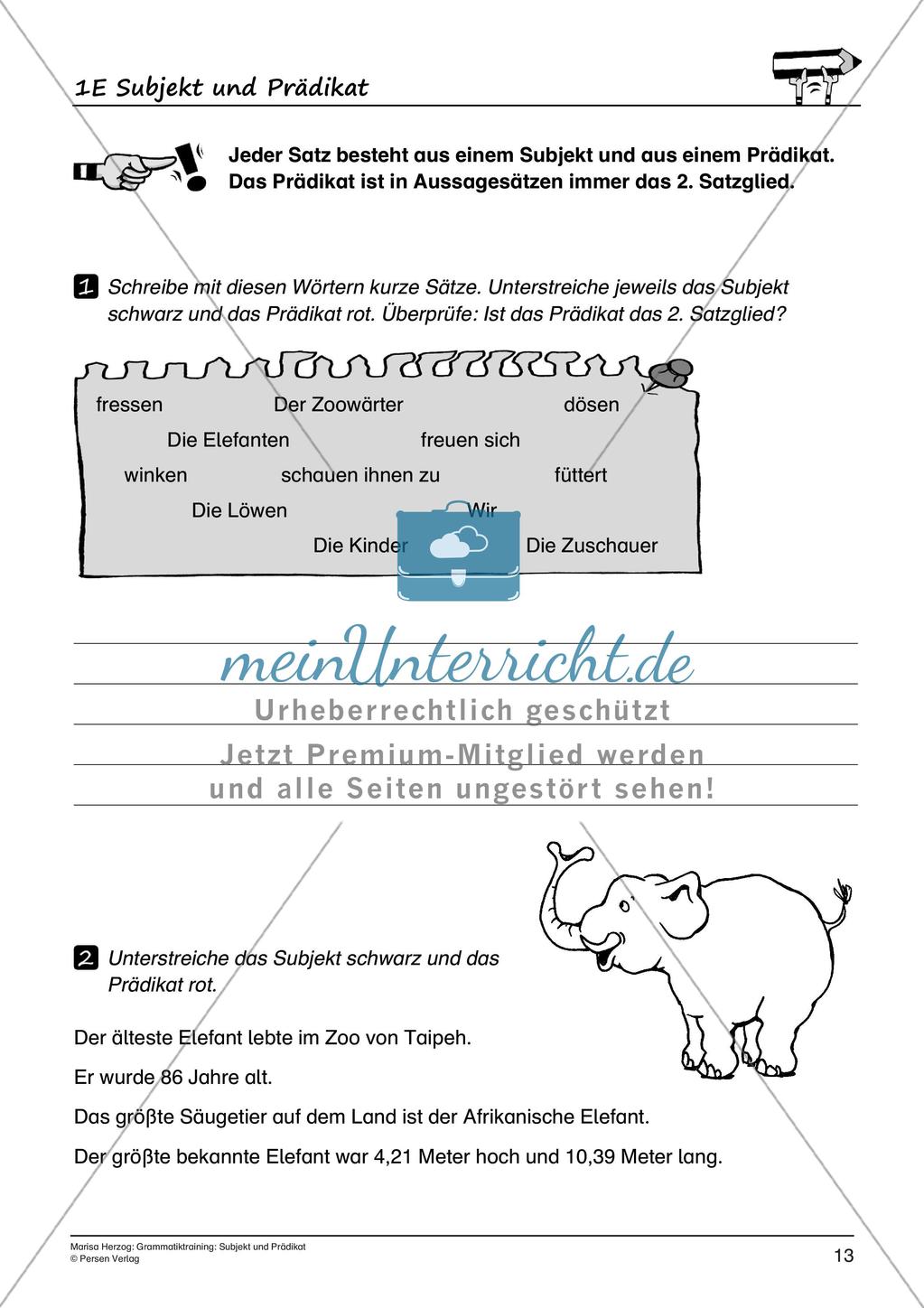 Grammatiktraining: Subjekt und Prädikat Preview 15
