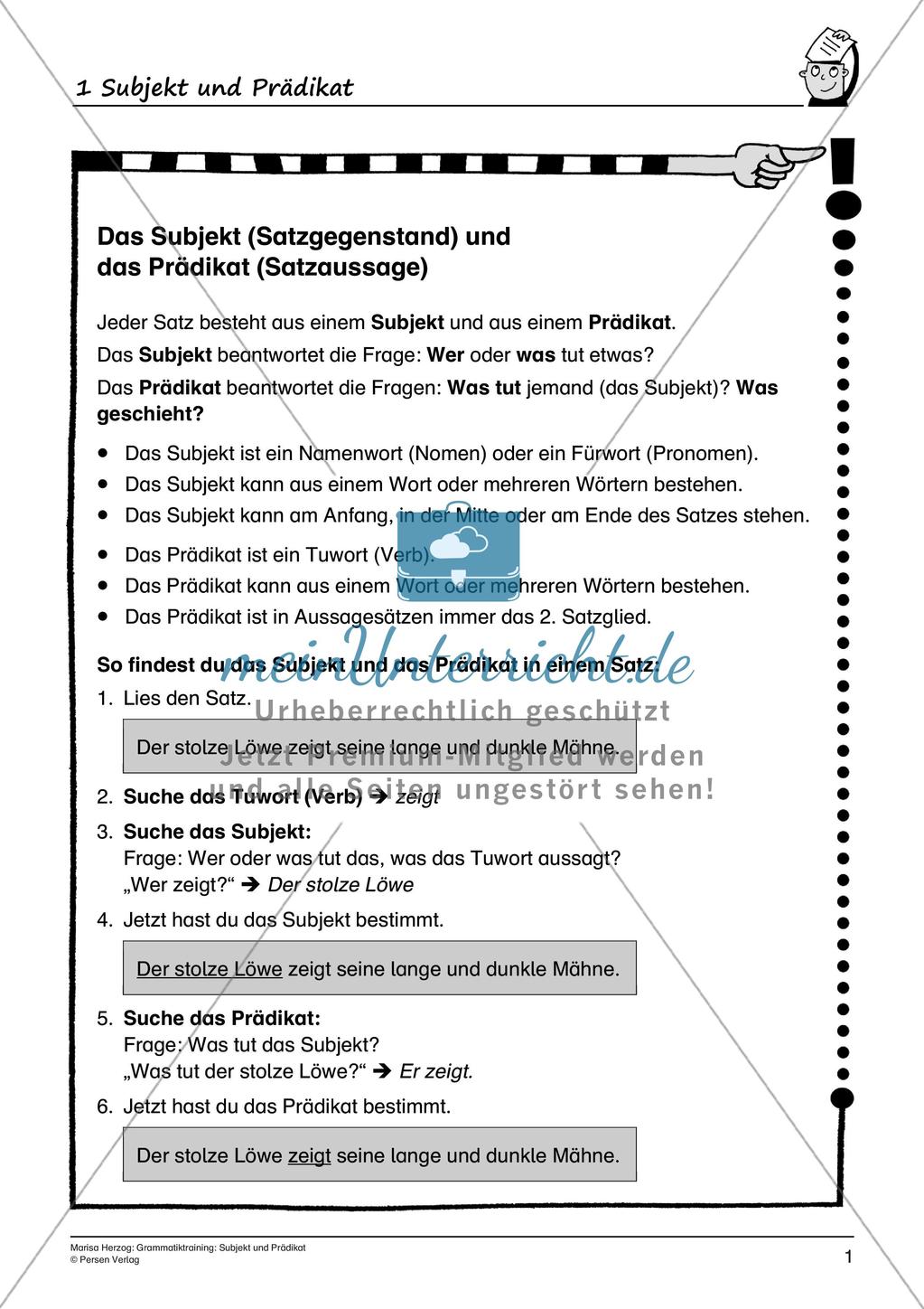 Grammatiktraining: Subjekt und Prädikat Preview 3