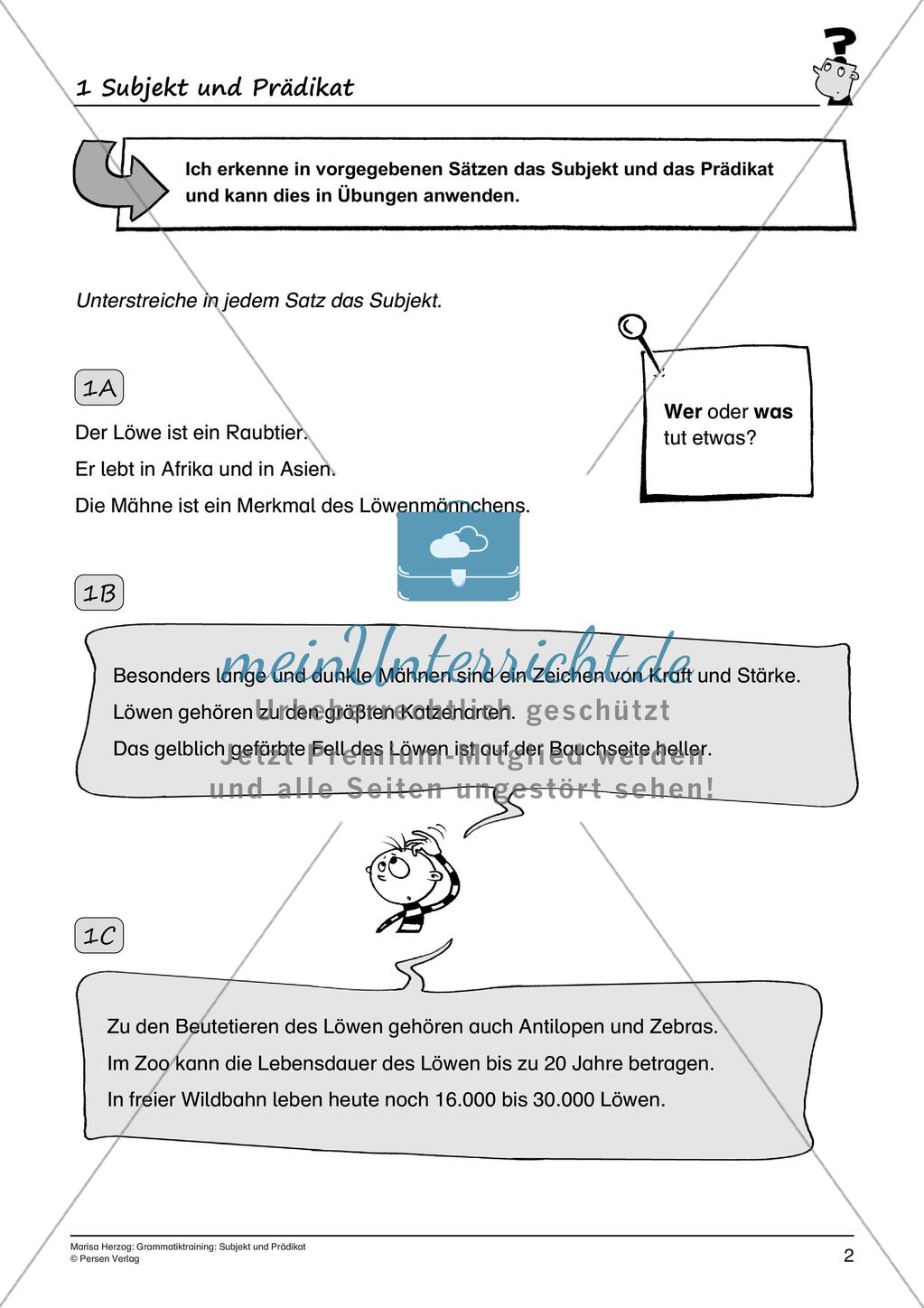 Grammatiktraining: Subjekt und Prädikat Preview 4
