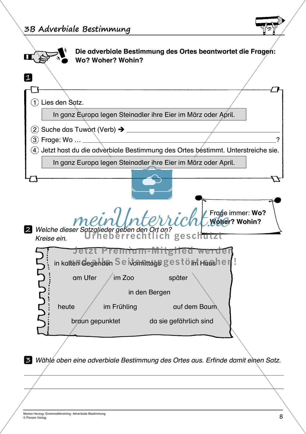 Grammatiktraining: Adverbiale Bestimmung Preview 10