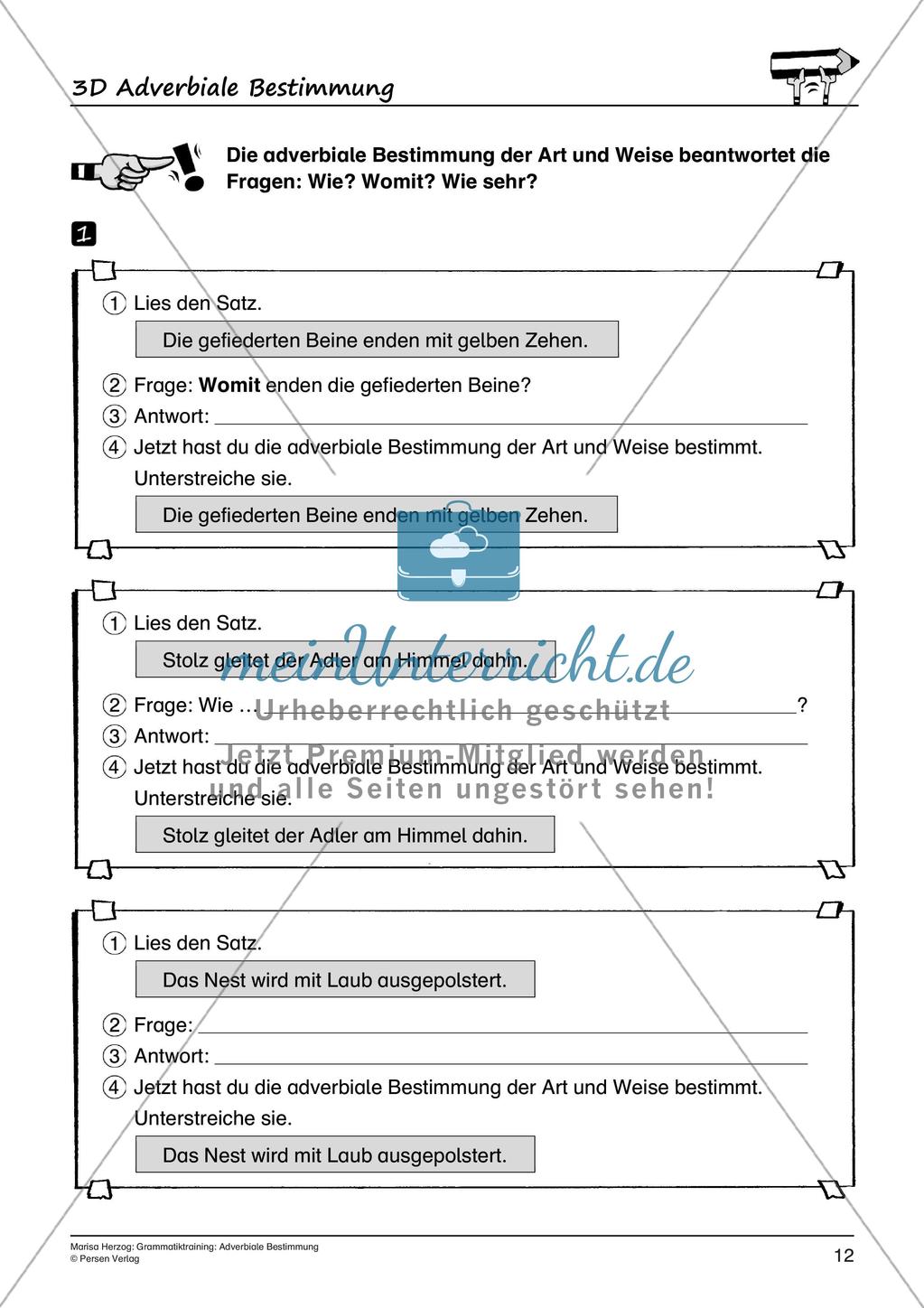 Grammatiktraining: Adverbiale Bestimmung Preview 14