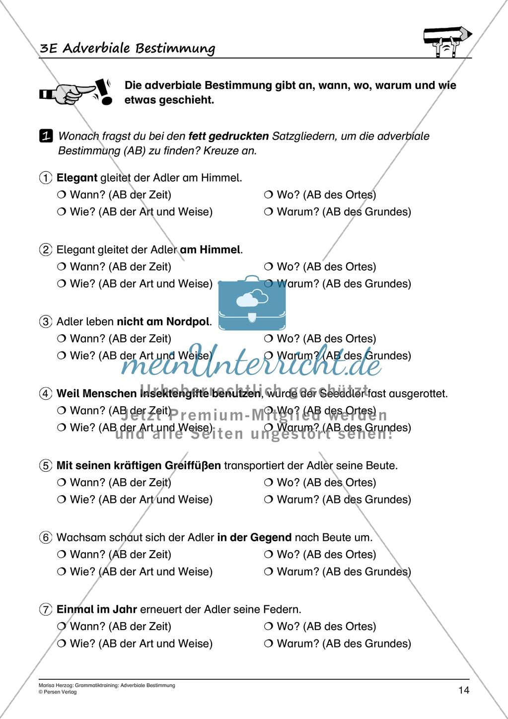 Grammatiktraining: Adverbiale Bestimmung Preview 16
