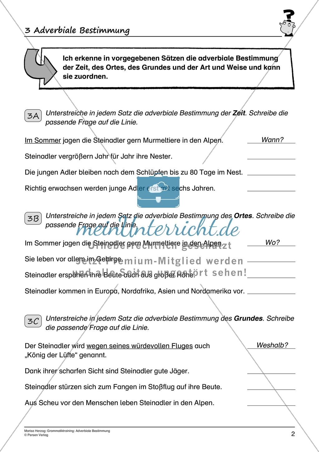Grammatiktraining: Adverbiale Bestimmung Preview 4