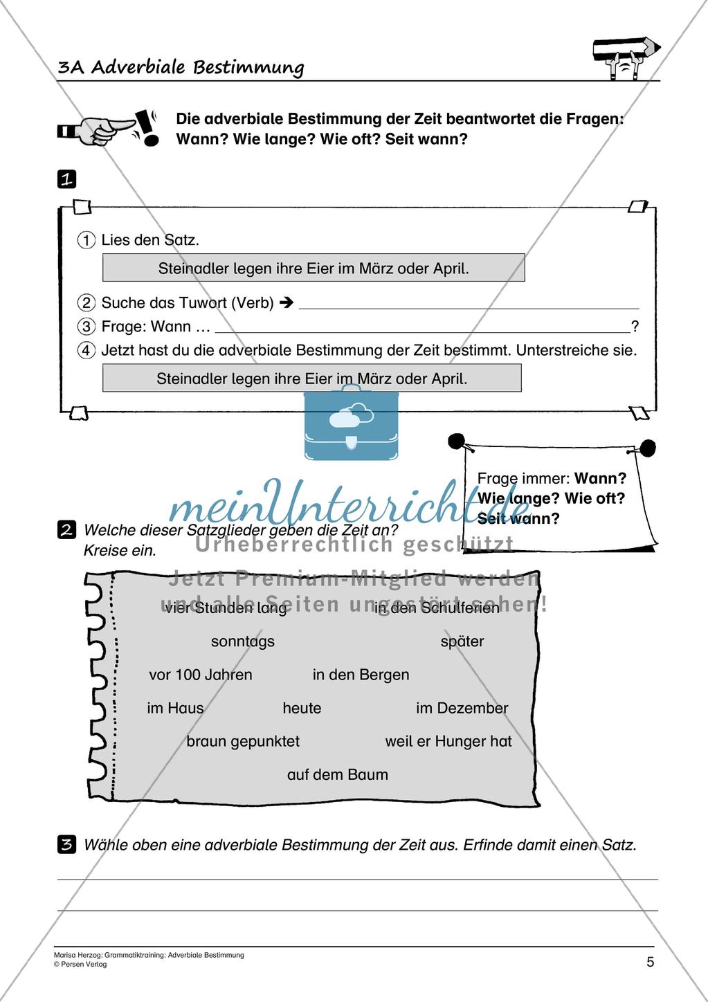 Grammatiktraining: Adverbiale Bestimmung Preview 7