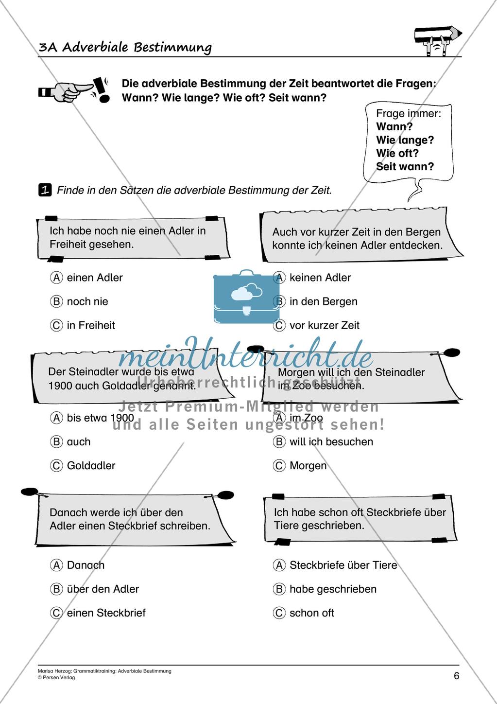 Grammatiktraining: Adverbiale Bestimmung Preview 8