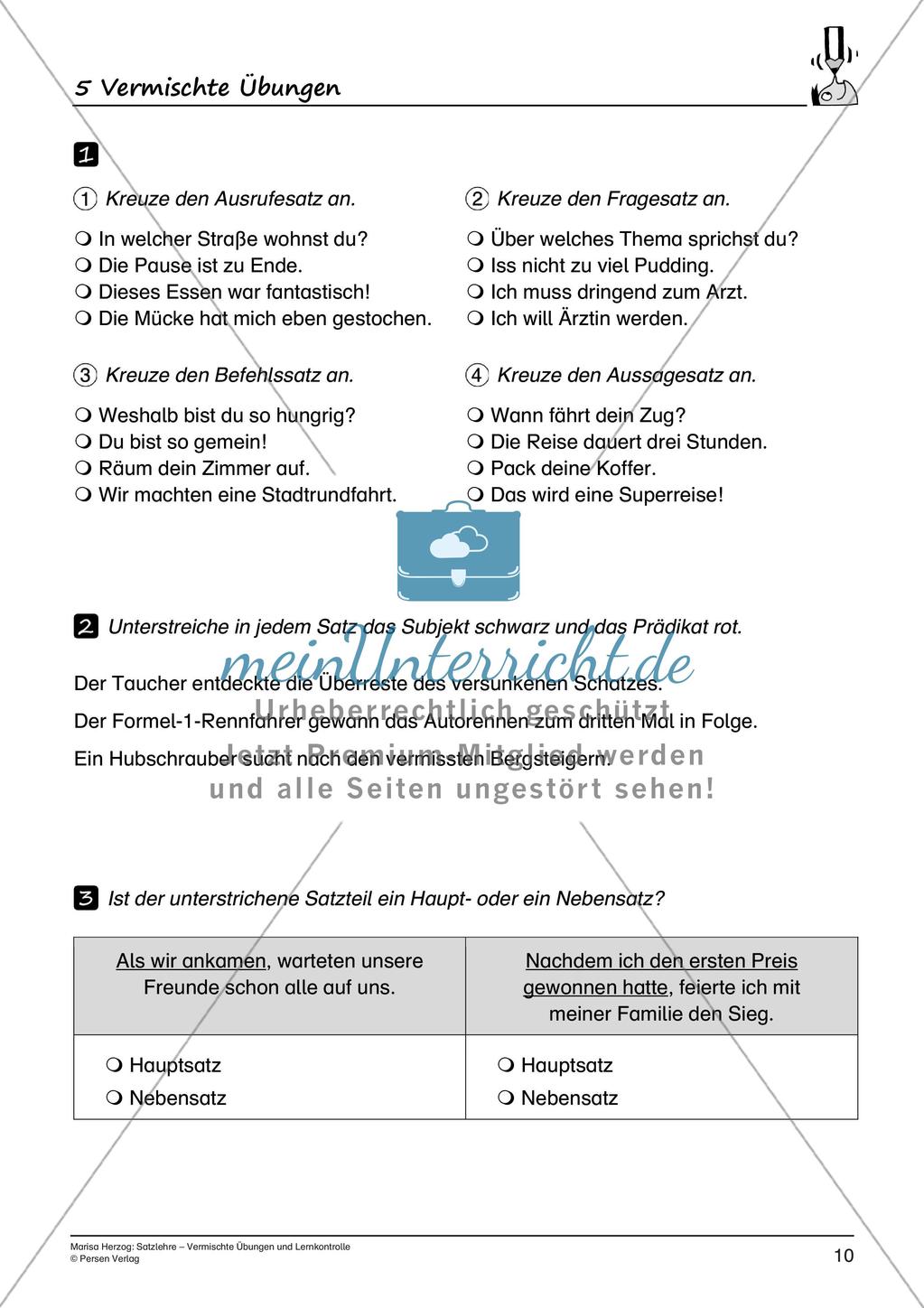Satzlehre: Vermischte Übungen und Lernkontrolle Preview 12
