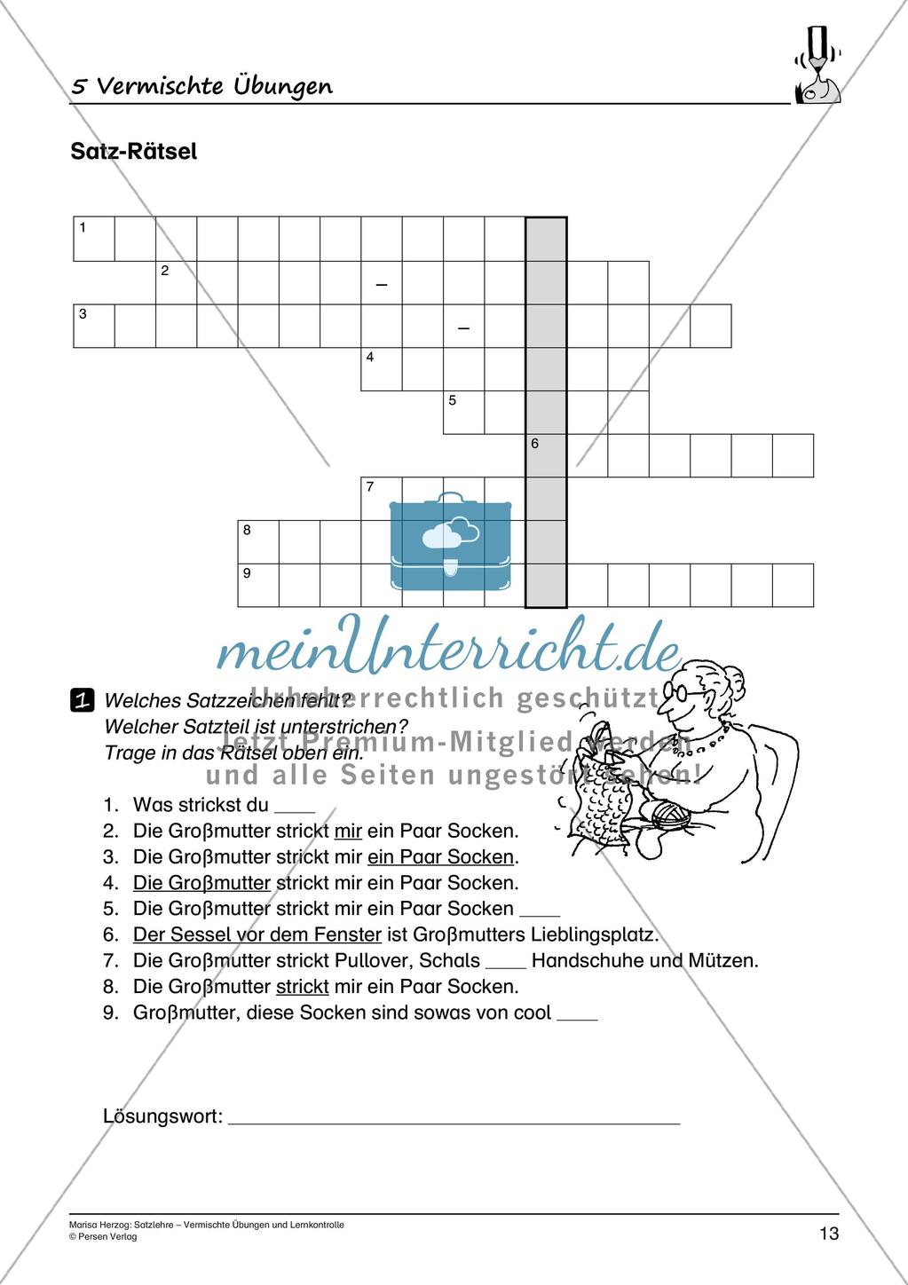 Satzlehre: Vermischte Übungen und Lernkontrolle Preview 15