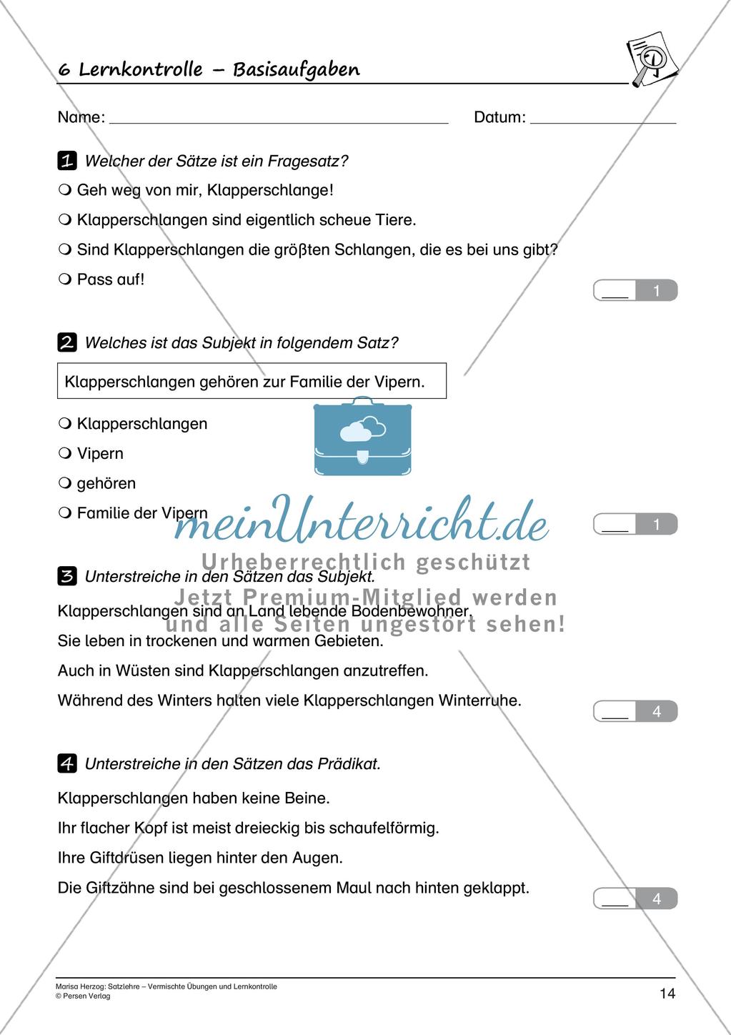 Satzlehre: Vermischte Übungen und Lernkontrolle Preview 16