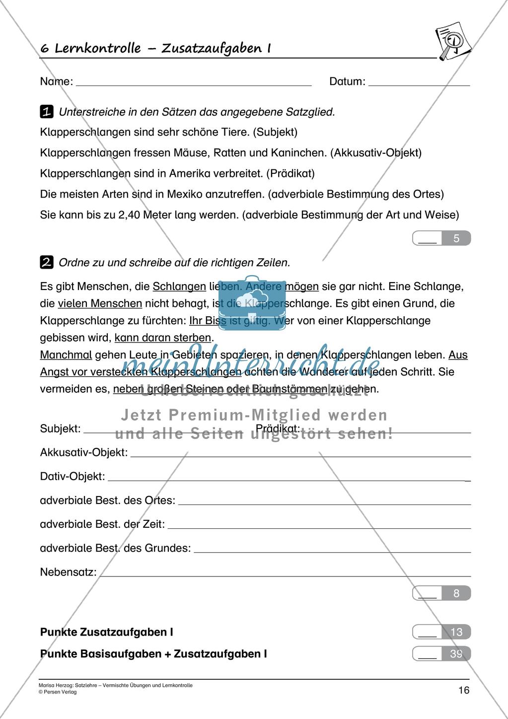 Satzlehre: Vermischte Übungen und Lernkontrolle Preview 18