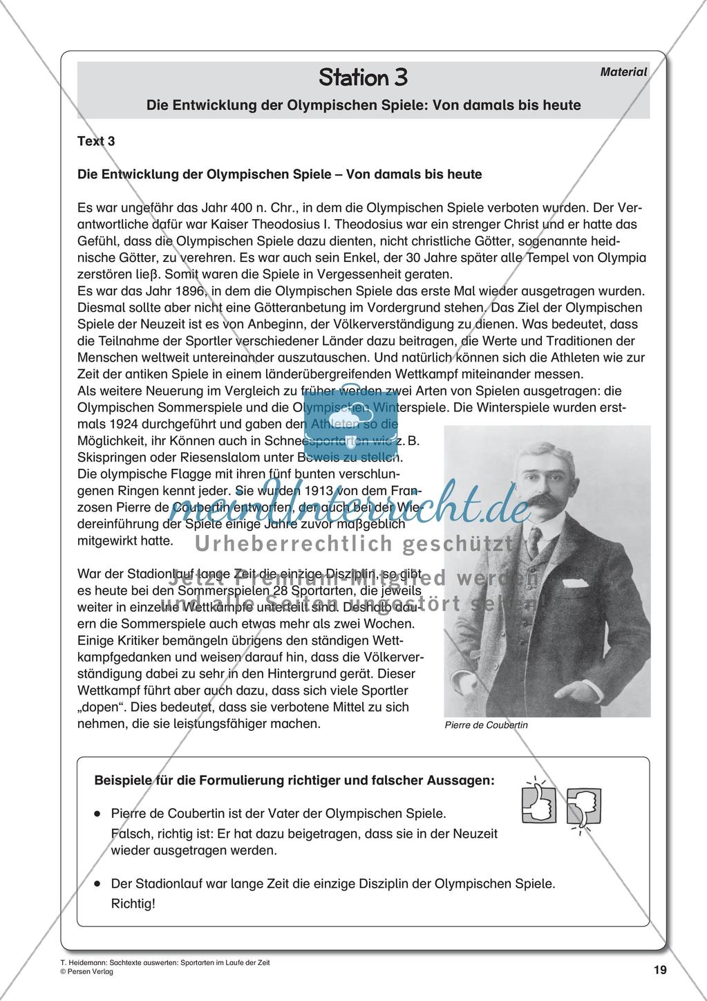 Auswertung von Sachtexten: Die Olympischen Spiele Preview 21