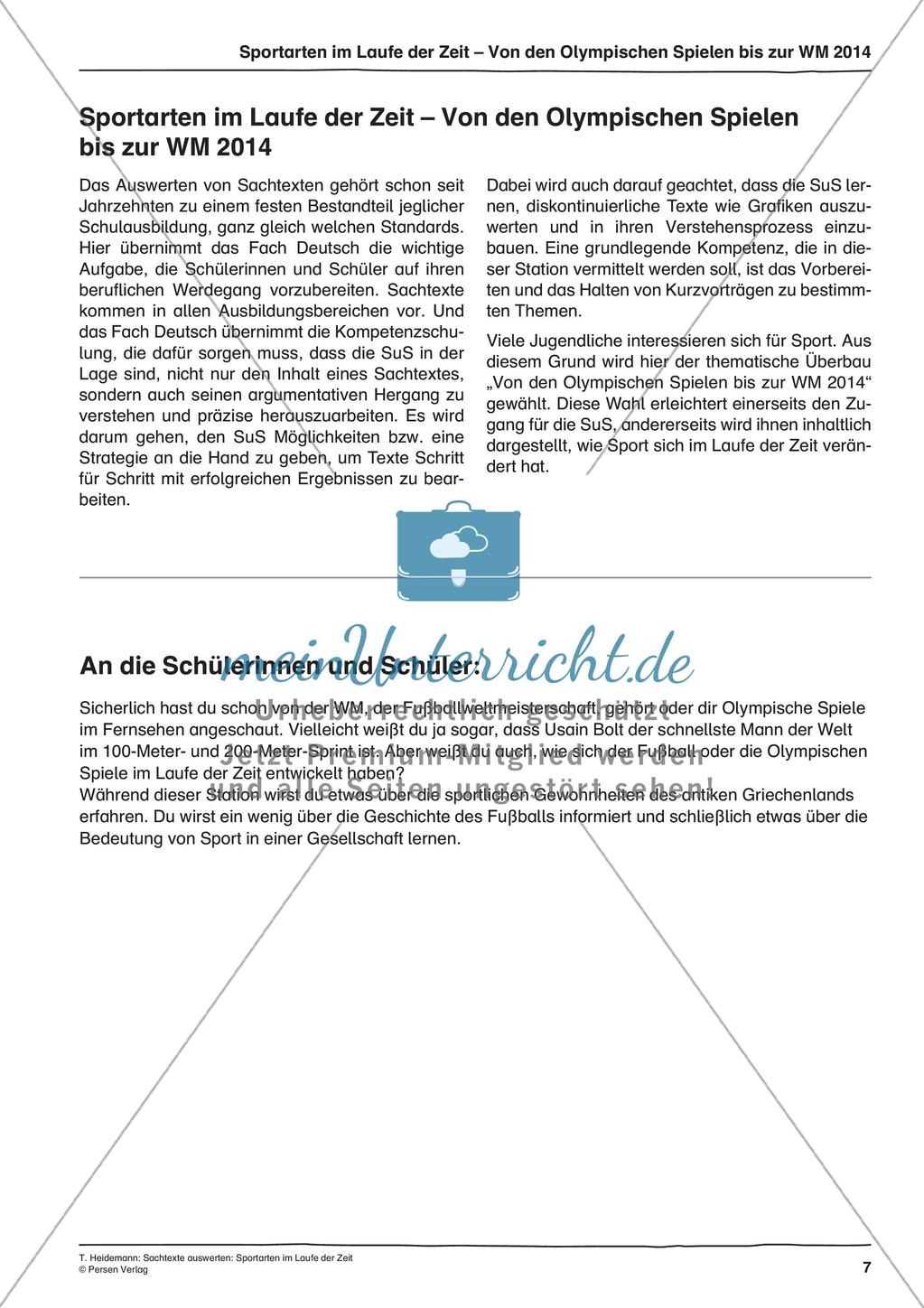Auswertung von Sachtexten: Die Olympischen Spiele Preview 9