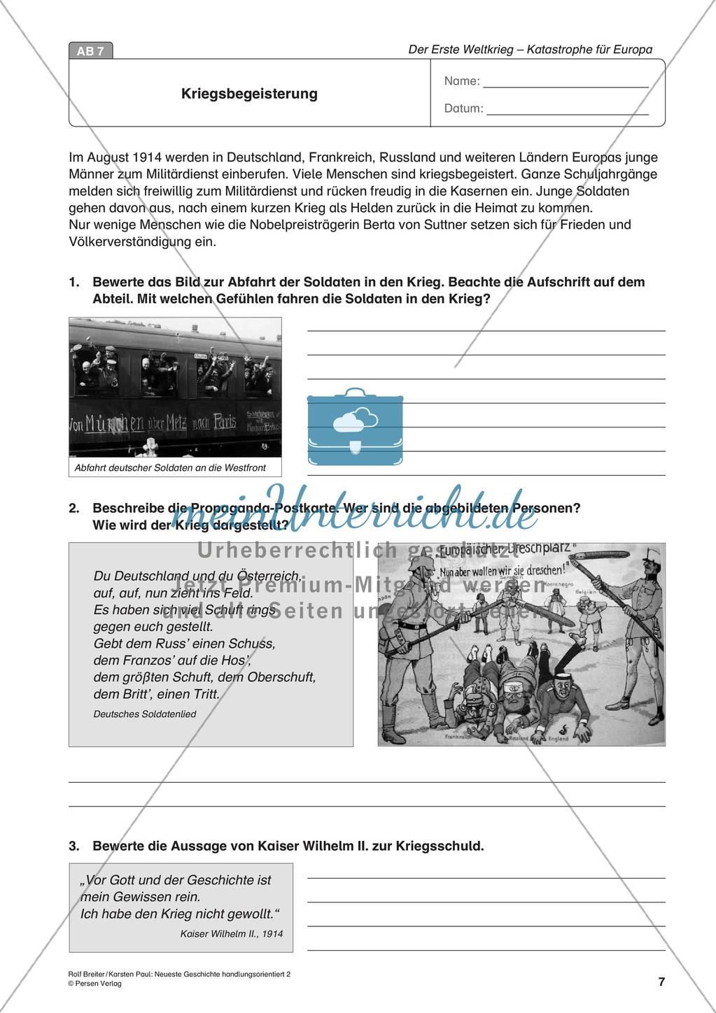 Der Erste Weltkrieg: Verlauf und Konsequenzen für Europa Preview 9