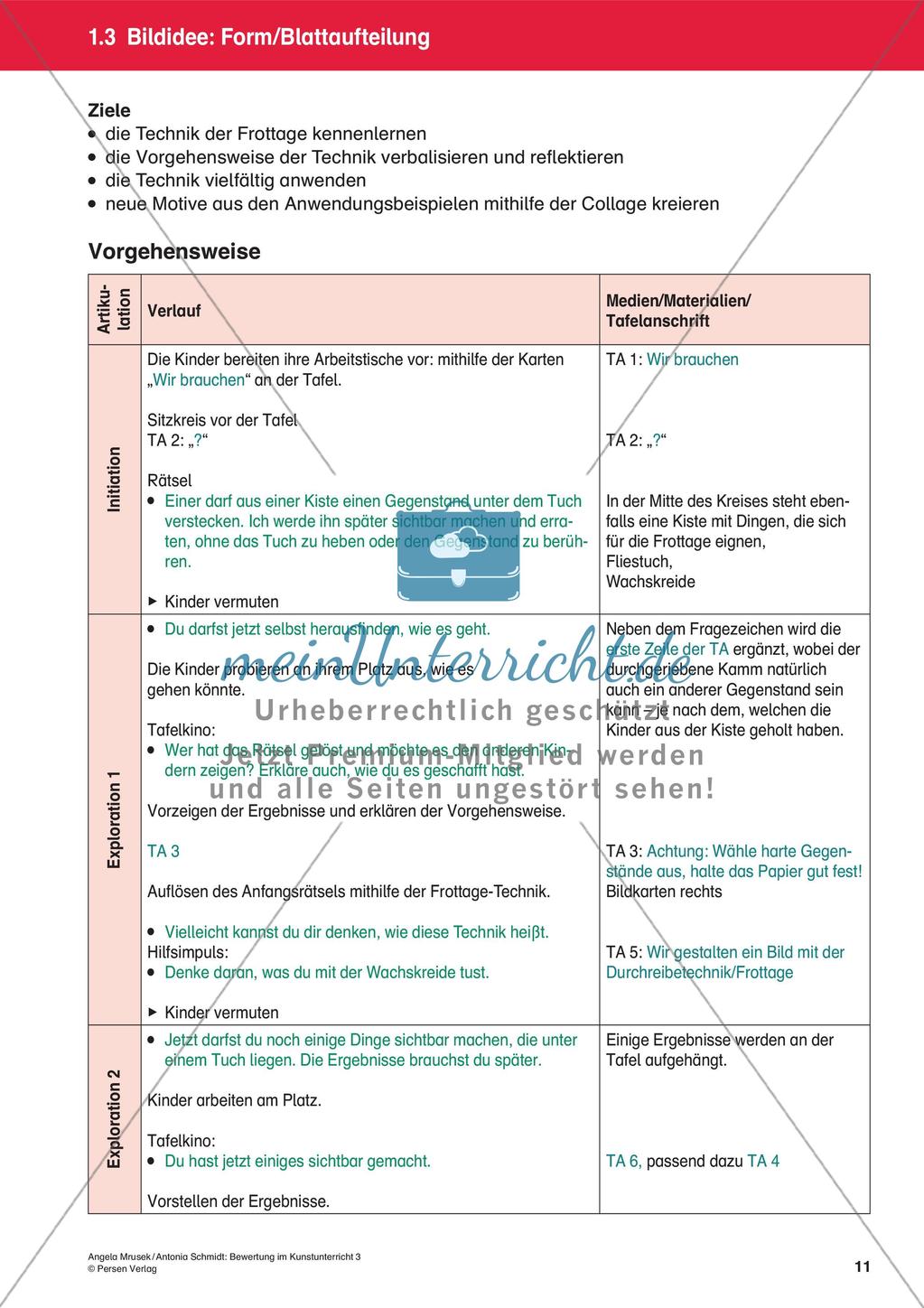Bewertung im Kunstunterricht : Blattaufteilung Preview 13