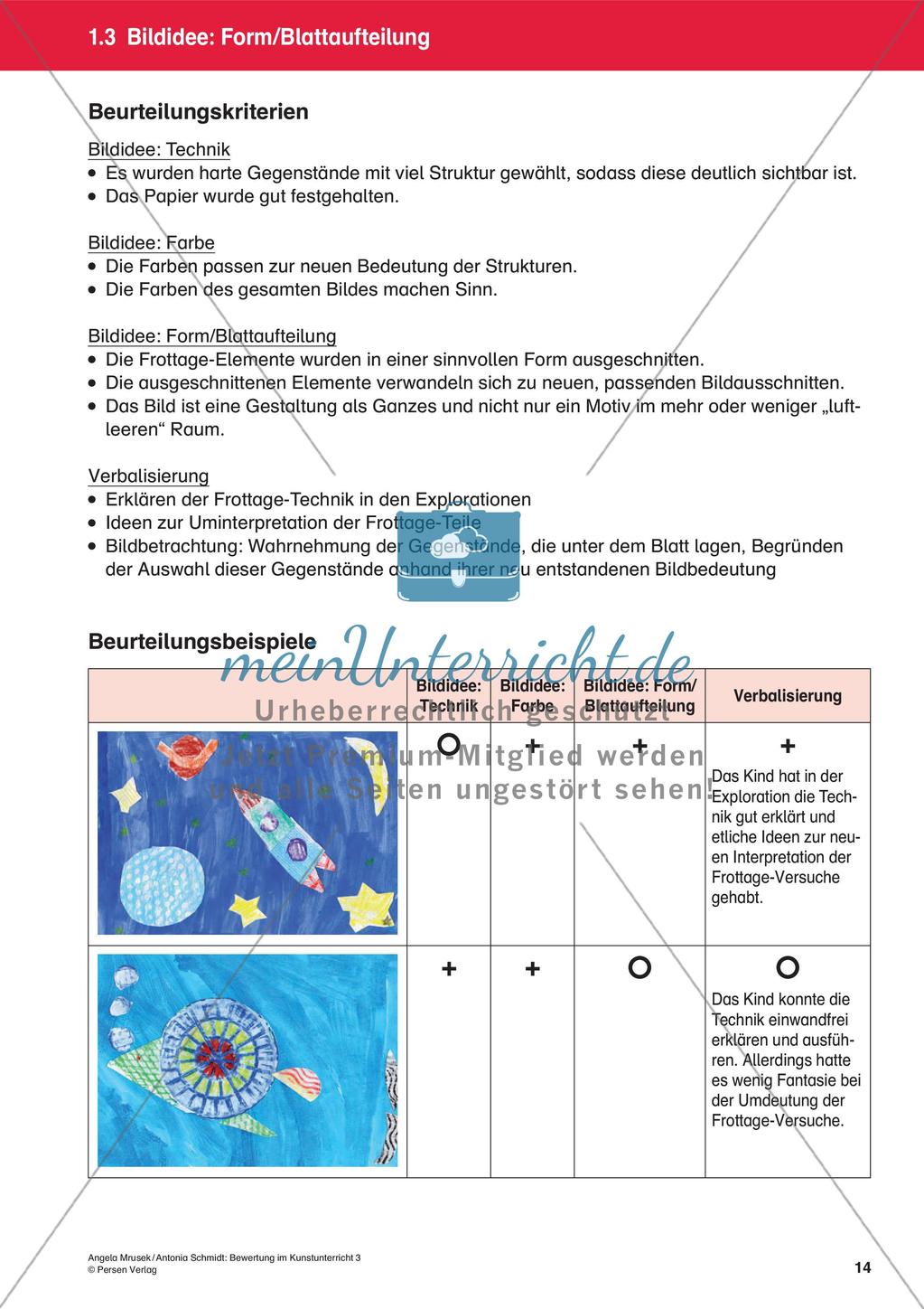 Bewertung im Kunstunterricht : Blattaufteilung Preview 16