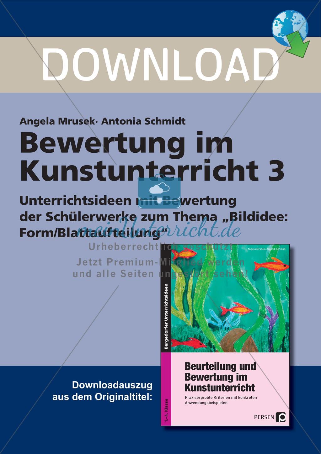 Bewertung im Kunstunterricht : Blattaufteilung Preview 1