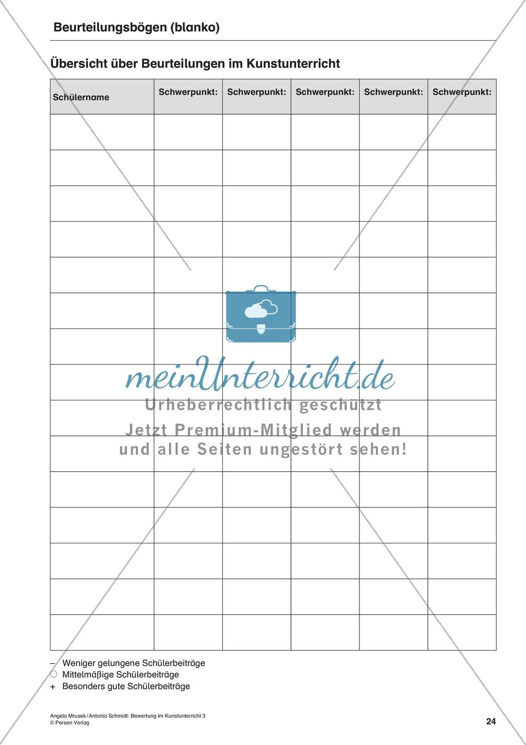 Bewertung im Kunstunterricht : Blattaufteilung Preview 26