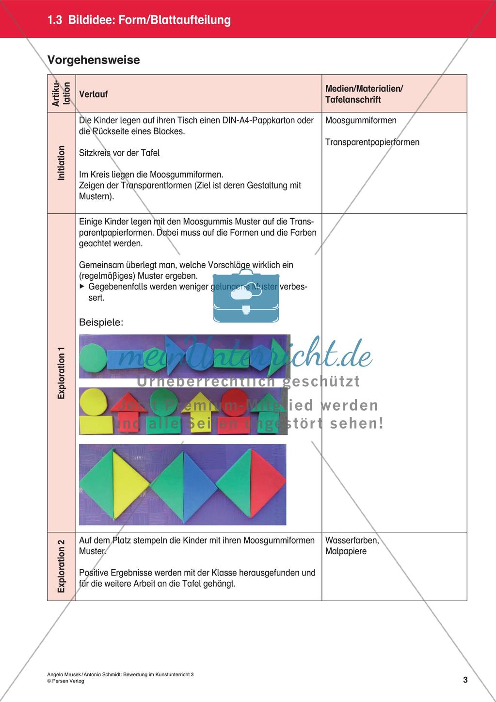 Bewertung im Kunstunterricht : Blattaufteilung Preview 5