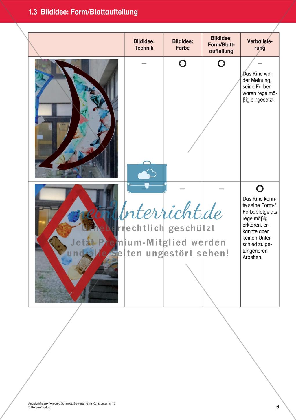Bewertung im Kunstunterricht : Blattaufteilung Preview 8
