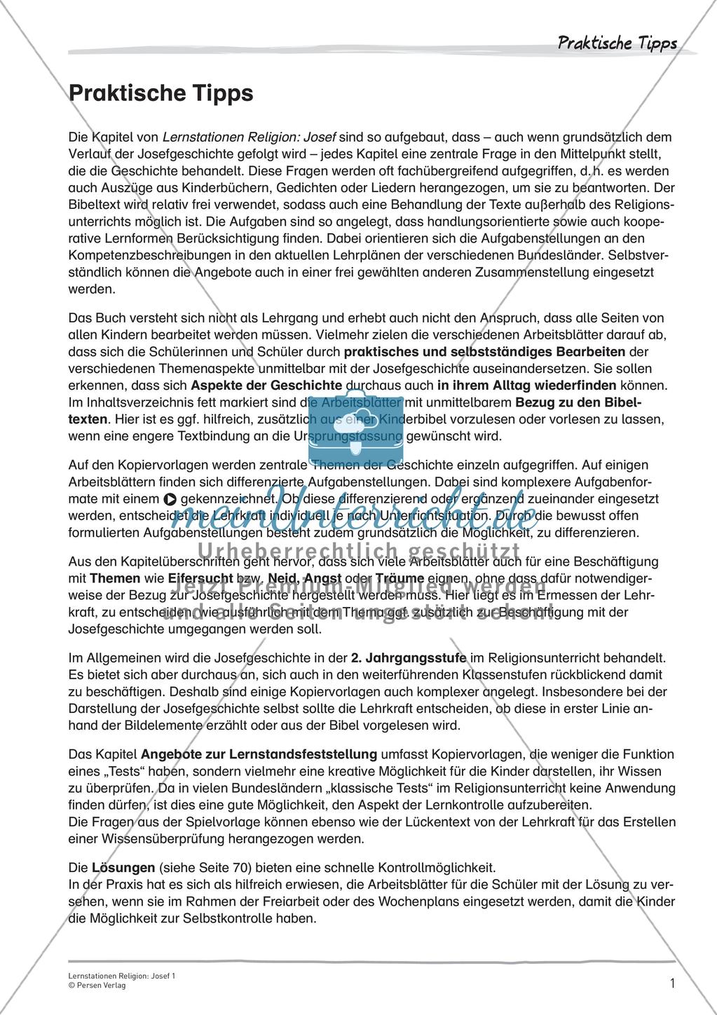 Lernstationen Religion: Josef 1 Preview 3