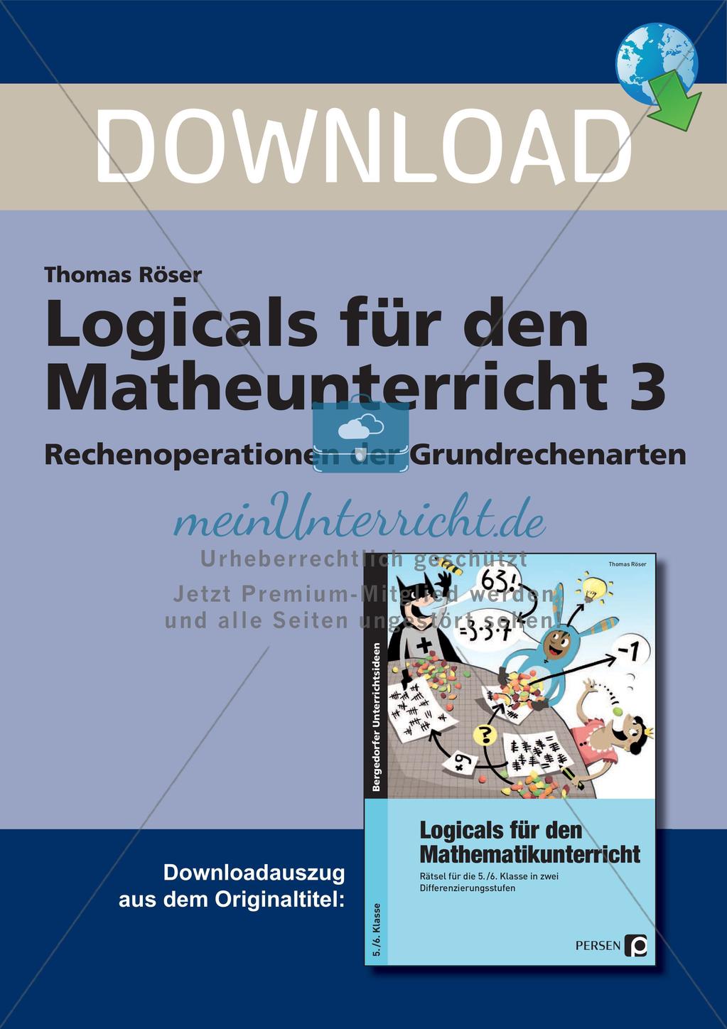 Logicals für den Mathematikunterricht: Rechenoperationen der Grundrechenarten Preview 1