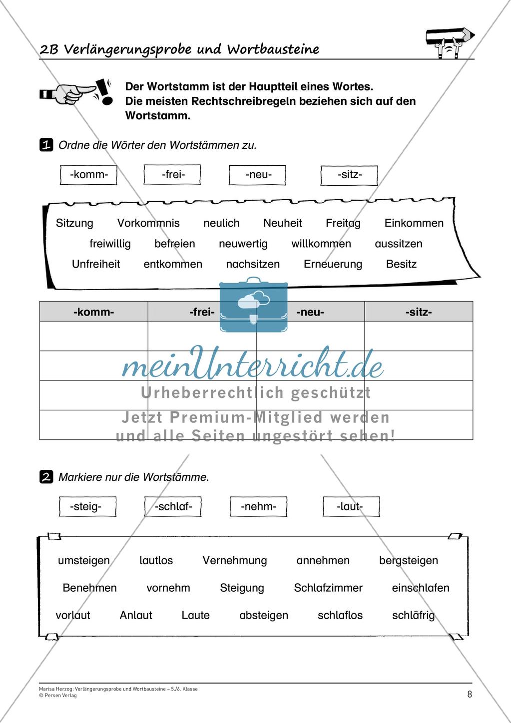 Rechtschreibtraining: Verlängerungsprobe und Wortbausteine Preview 10