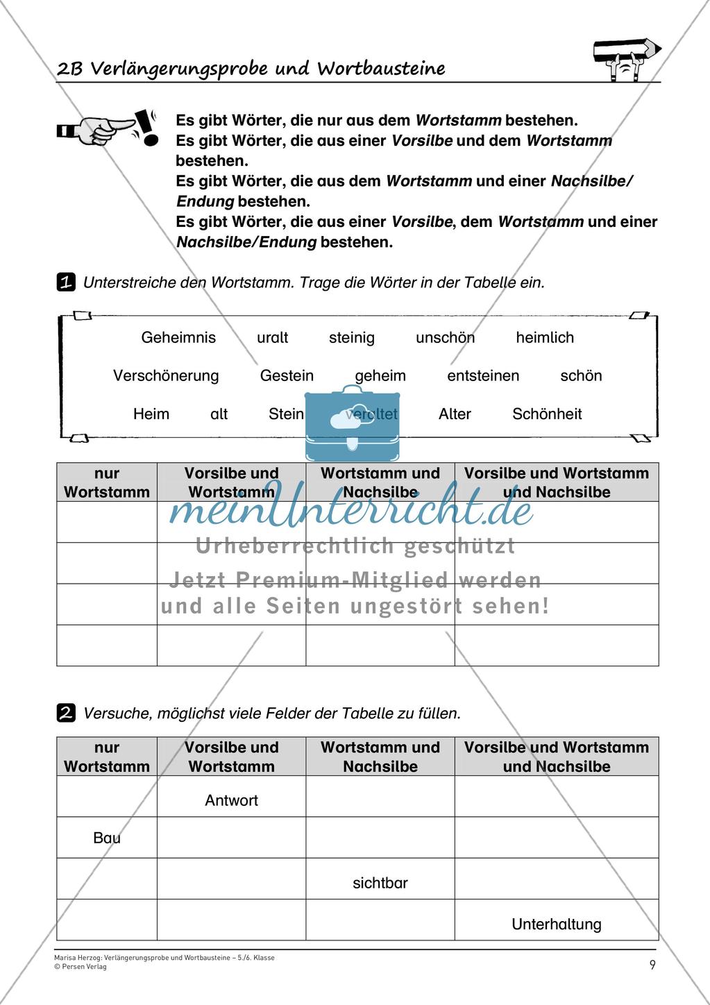 Rechtschreibtraining: Verlängerungsprobe und Wortbausteine Preview 11