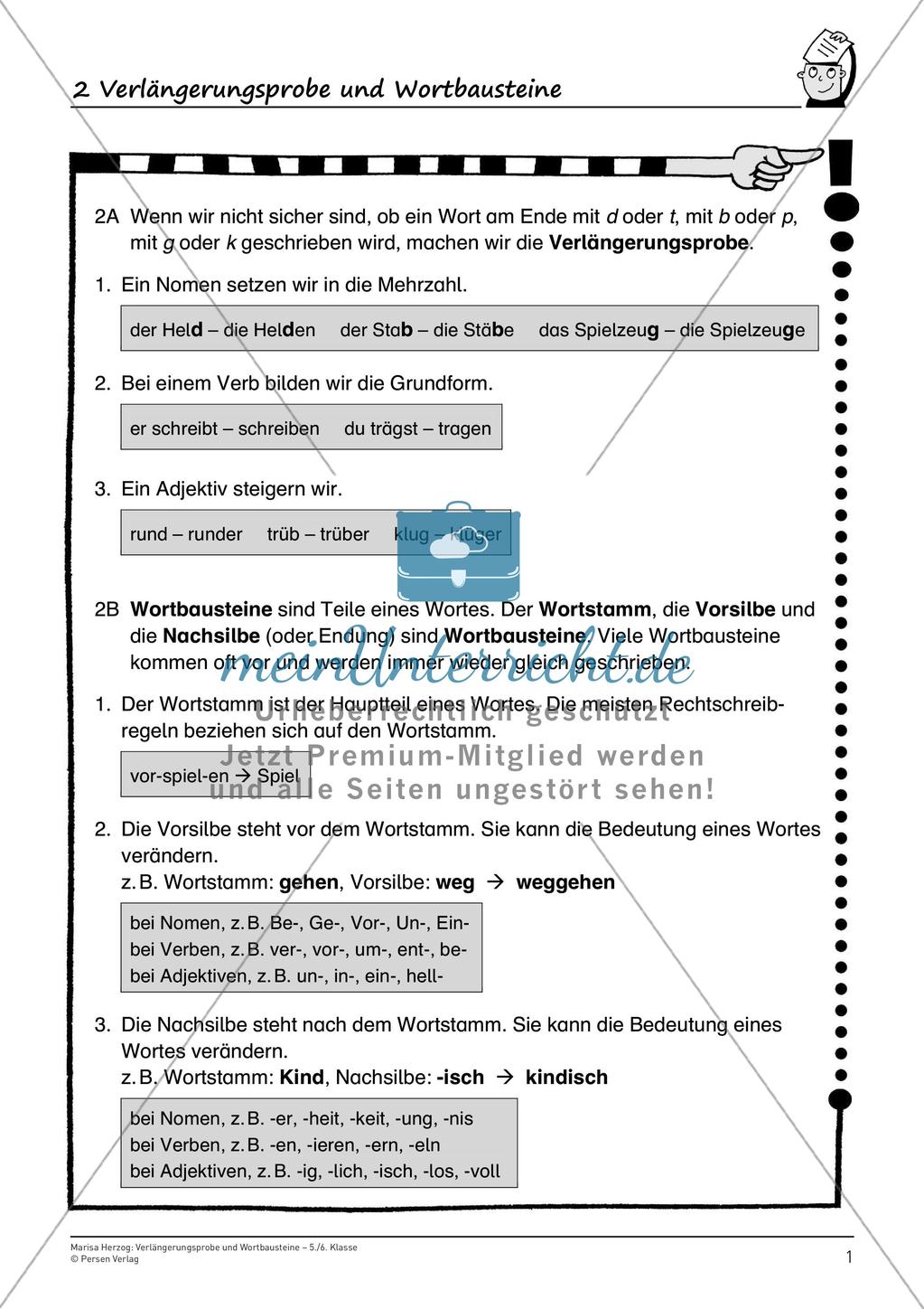 Rechtschreibtraining: Verlängerungsprobe und Wortbausteine Preview 3