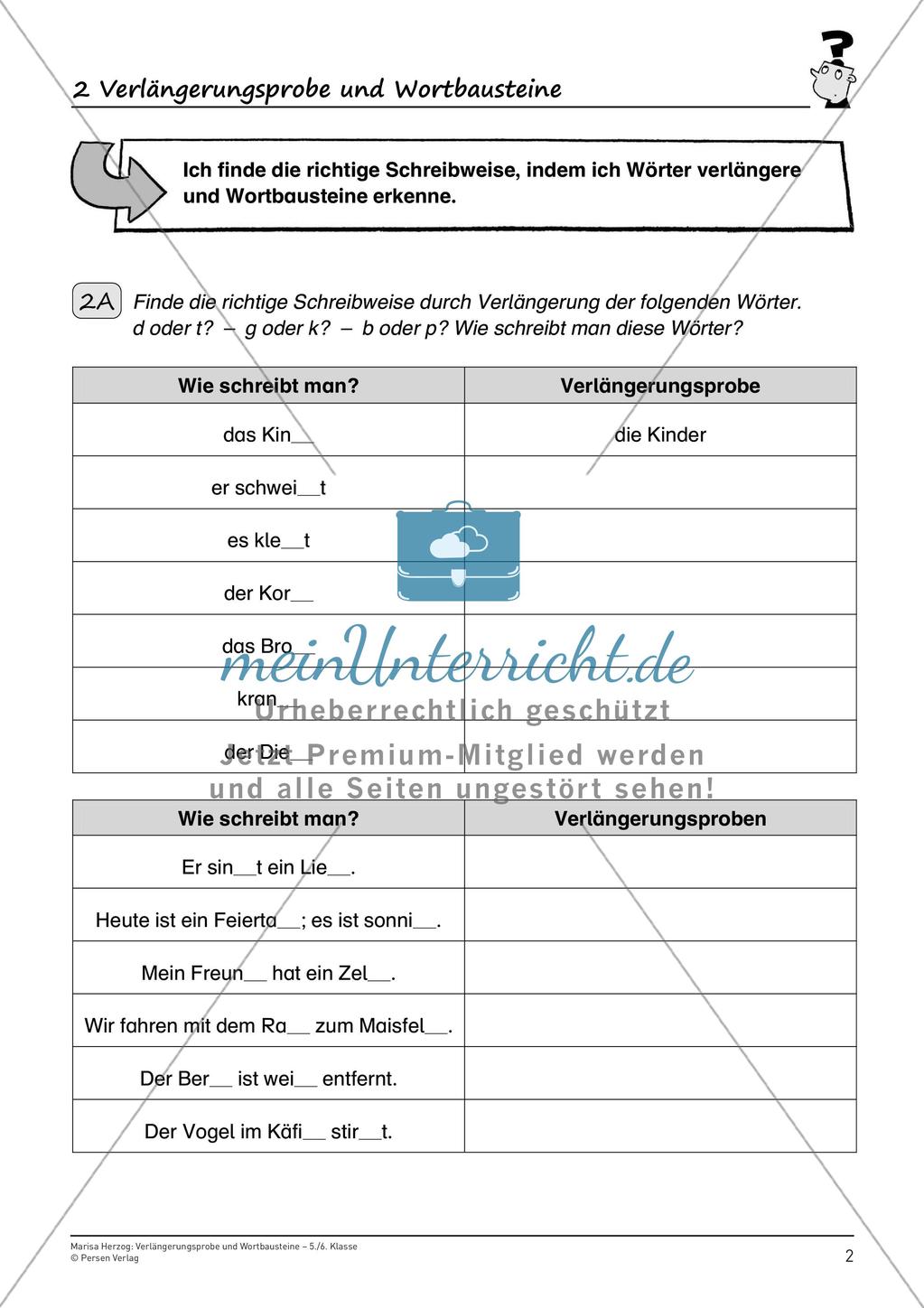 Rechtschreibtraining: Verlängerungsprobe und Wortbausteine Preview 4