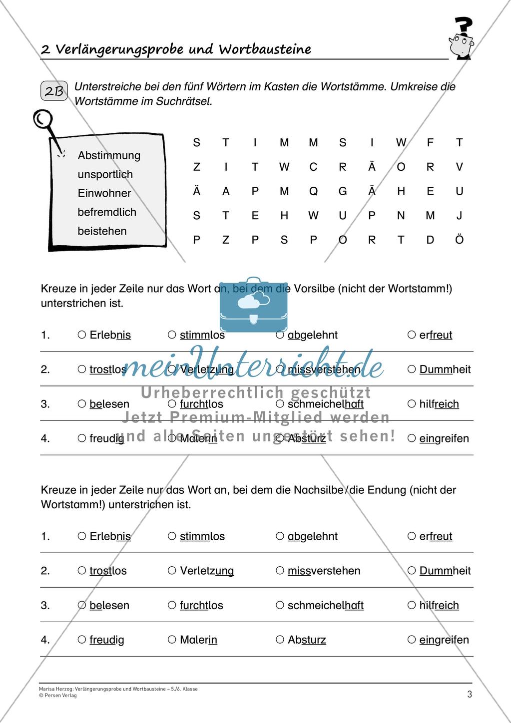 Rechtschreibtraining: Verlängerungsprobe und Wortbausteine Preview 5