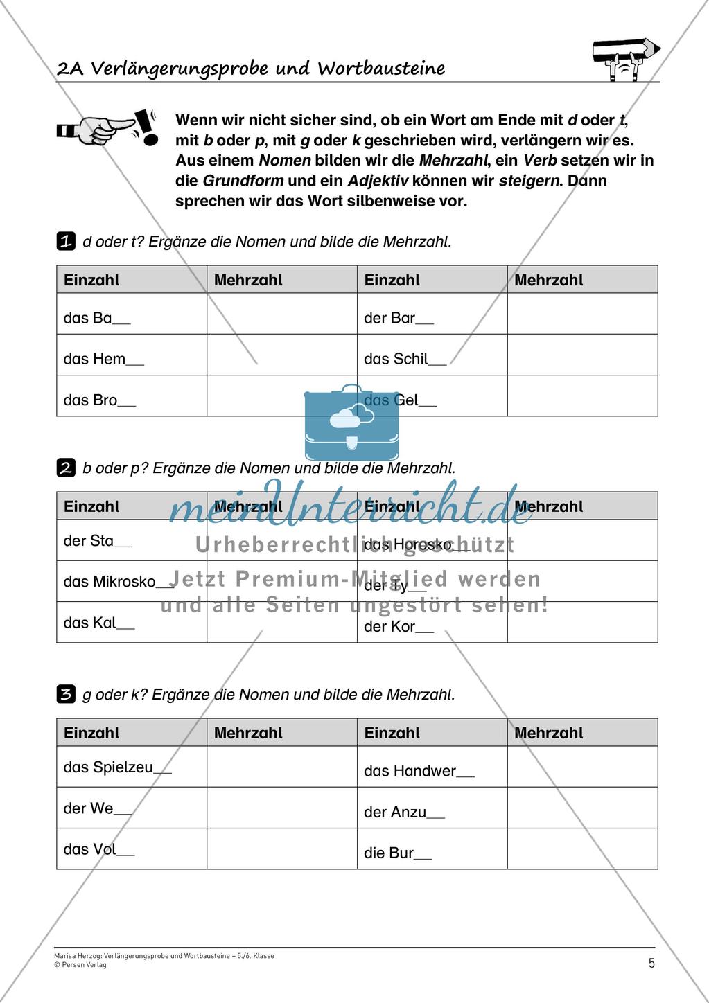 Rechtschreibtraining: Verlängerungsprobe und Wortbausteine Preview 7