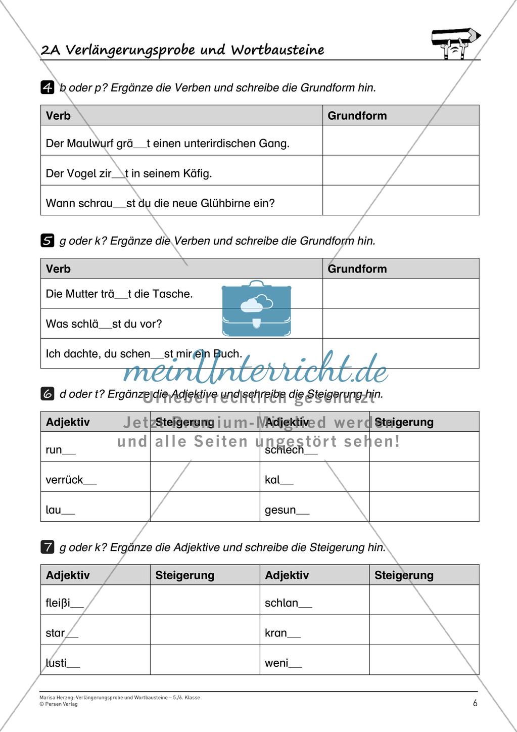 Rechtschreibtraining: Verlängerungsprobe und Wortbausteine Preview 8