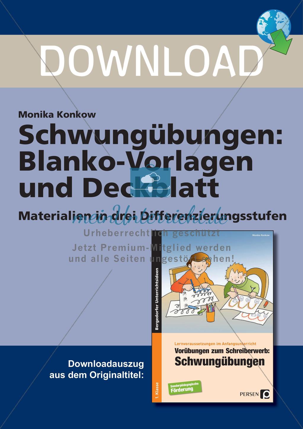 Schwungübungen: Blanko-Vorlagen und Deckblatt Preview 1