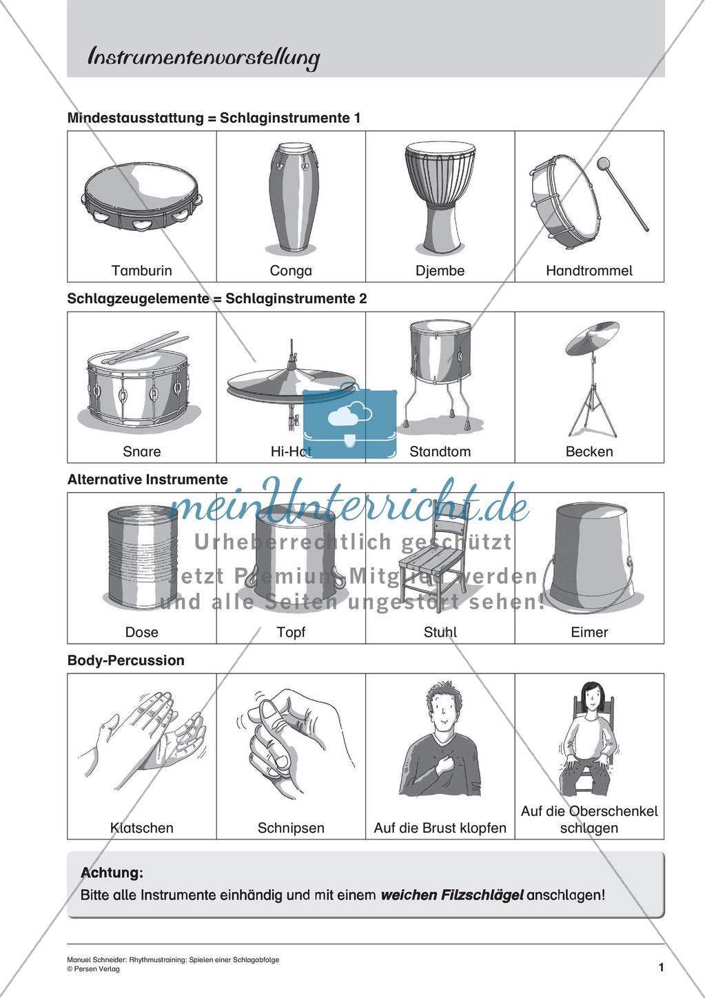 Rhythmustraining ohne Noten: Schlagabfolge Preview 3