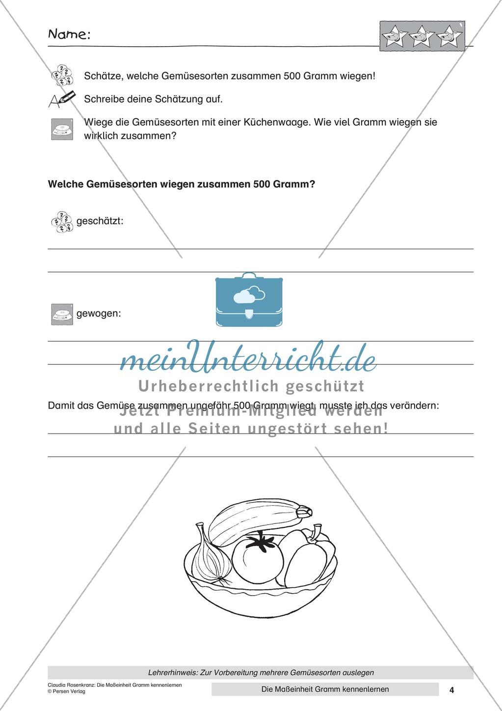 Das Kennenlernen der Maßeinheit Gramm Preview 6
