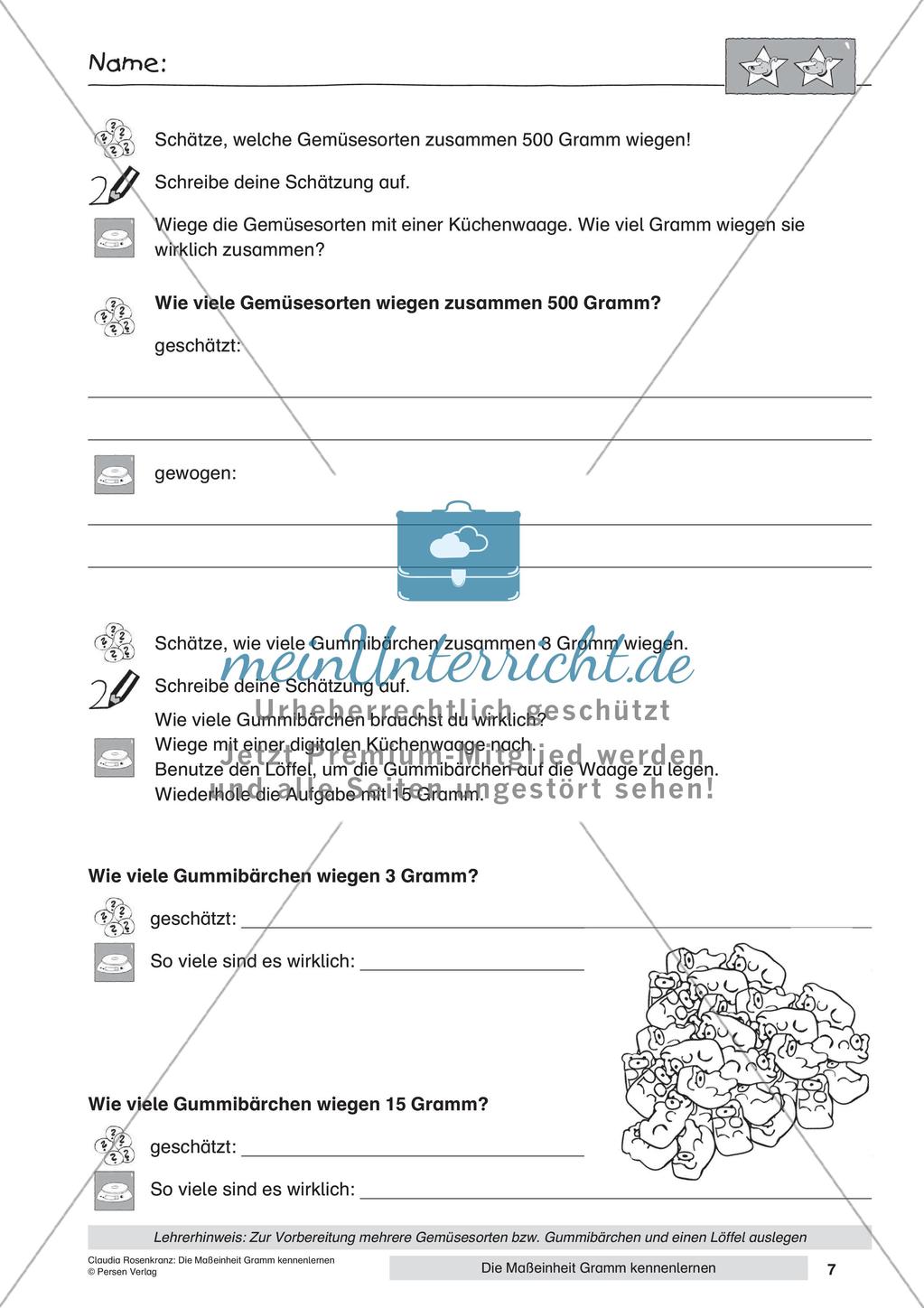 Das Kennenlernen der Maßeinheit Gramm Preview 9